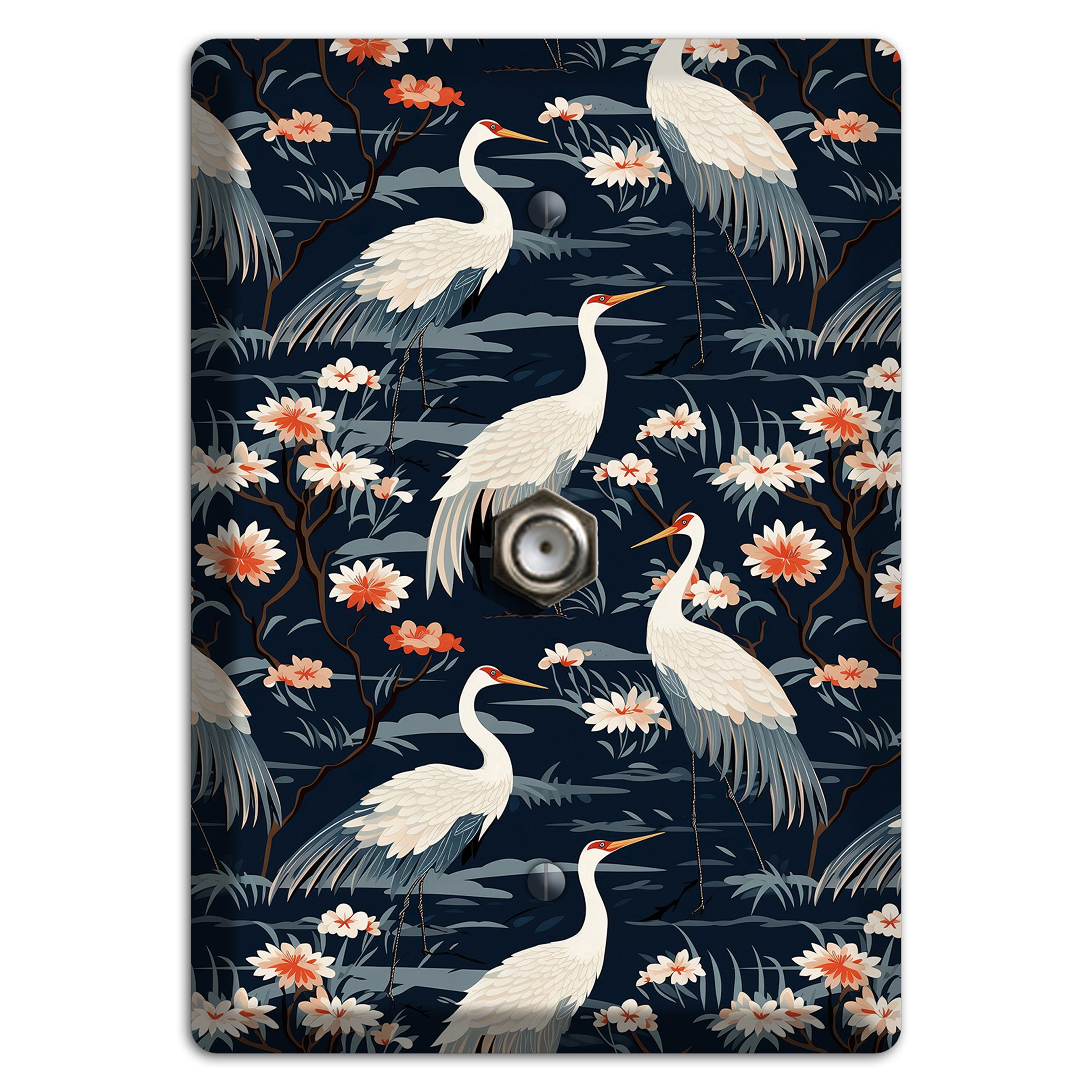 Navy Heron Nocturne Cable Wallplate