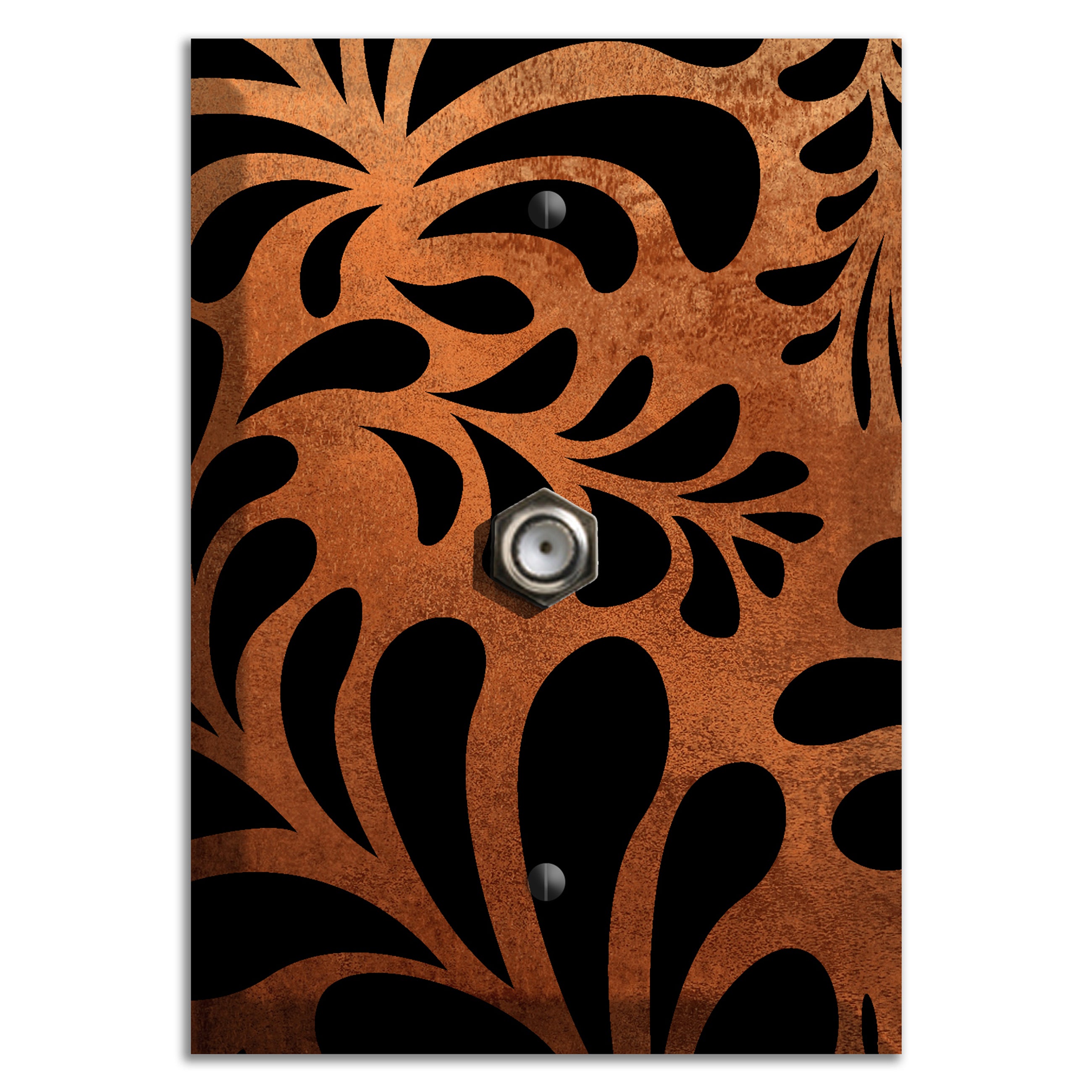 Antique Copper Palm Noir Cable Wallplate
