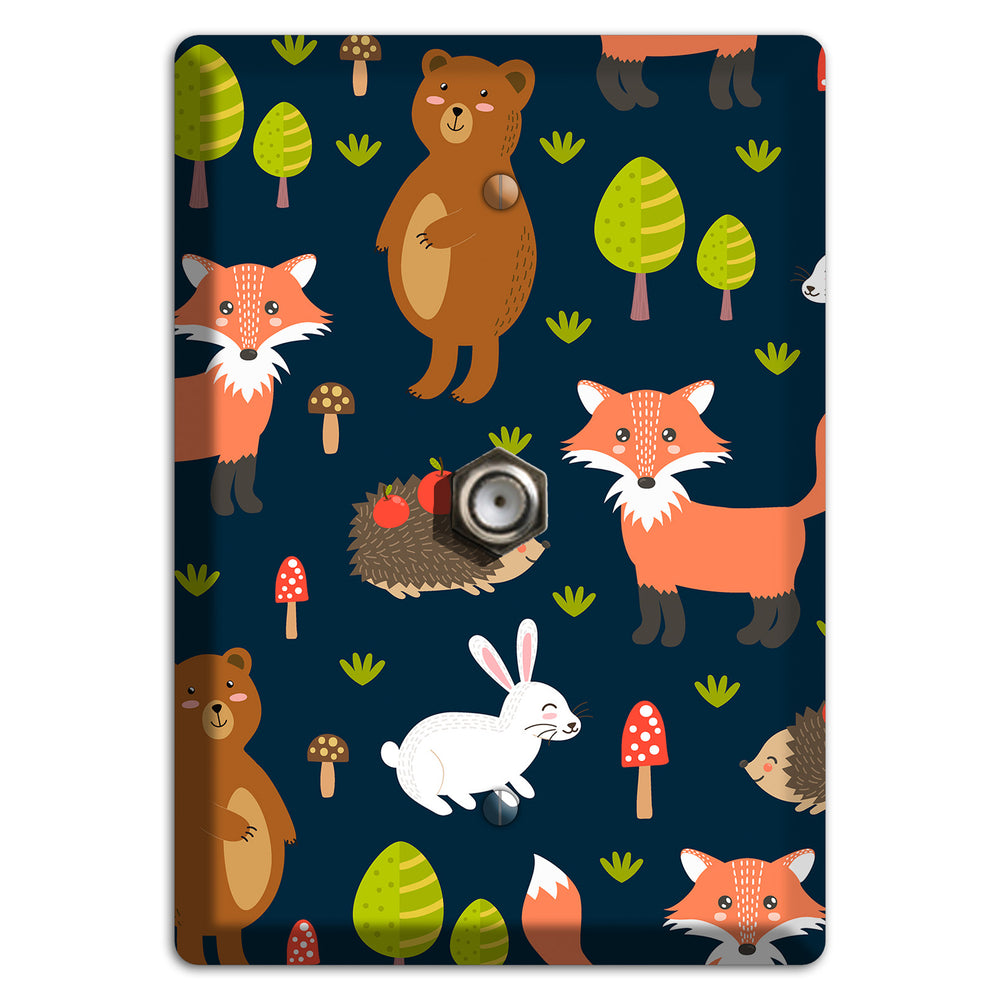 Forest Critters (Navy) Cable Wallplate