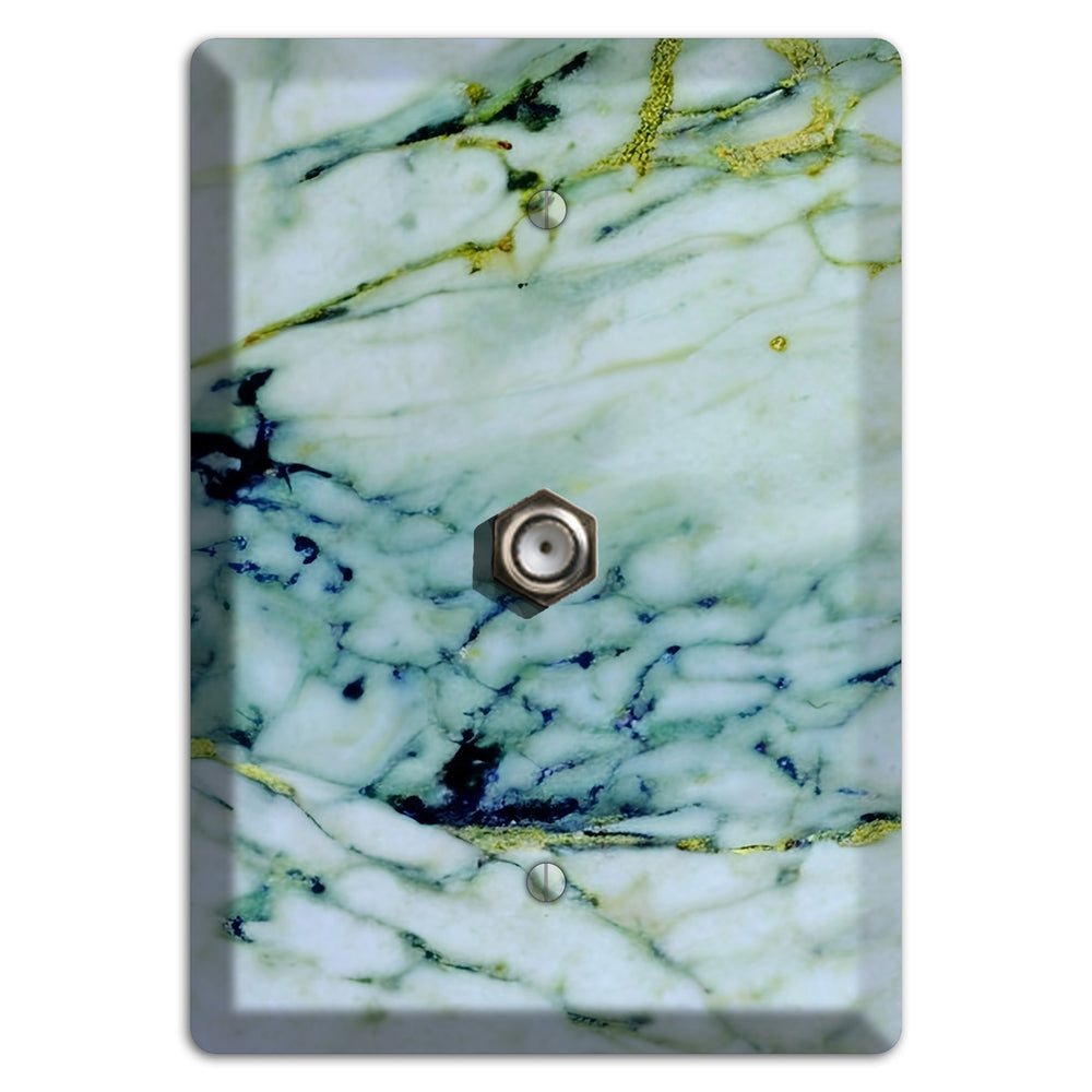 White, Green and Blue Marble Cable Wallplate