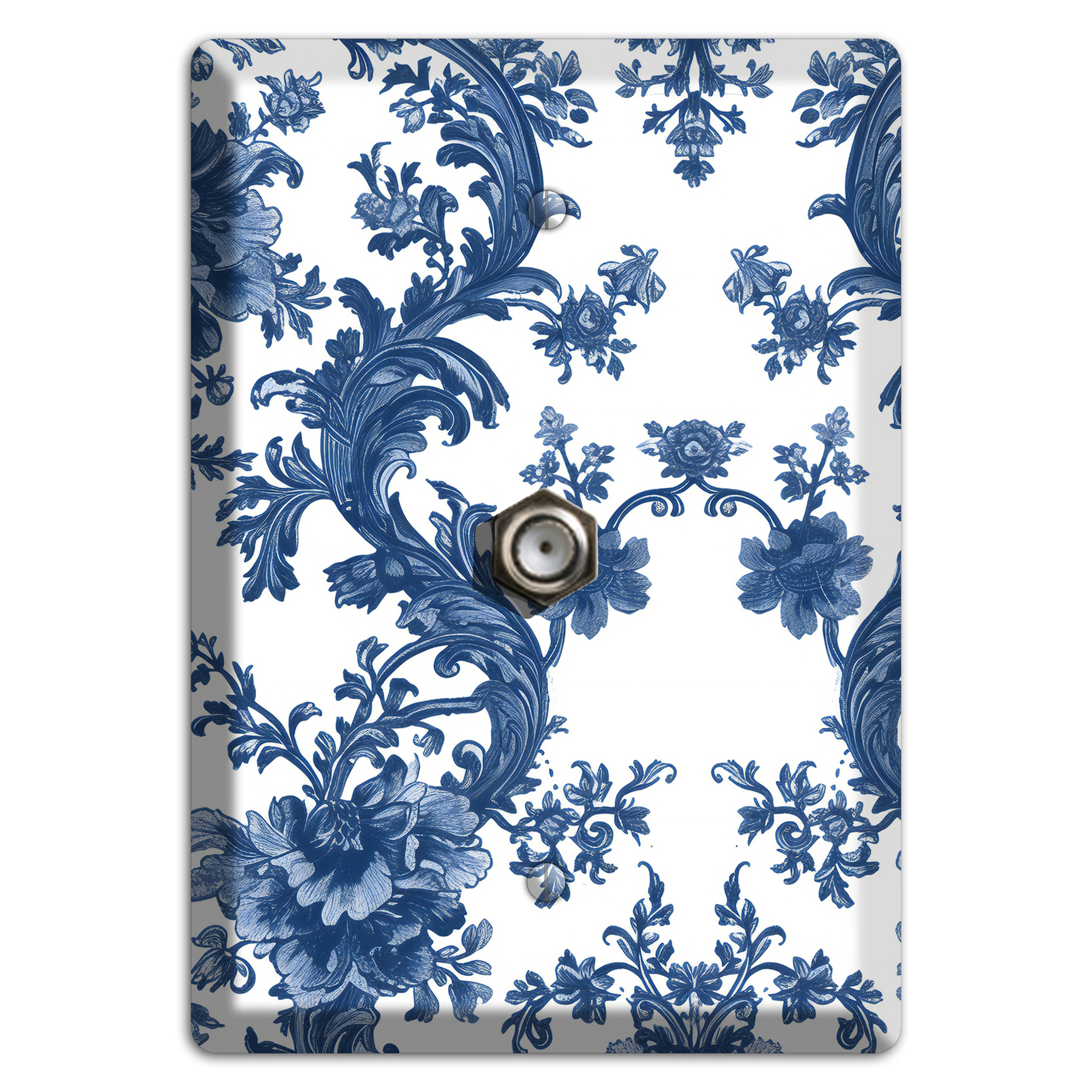 Cobalt Garden Damask Cable Wallplate