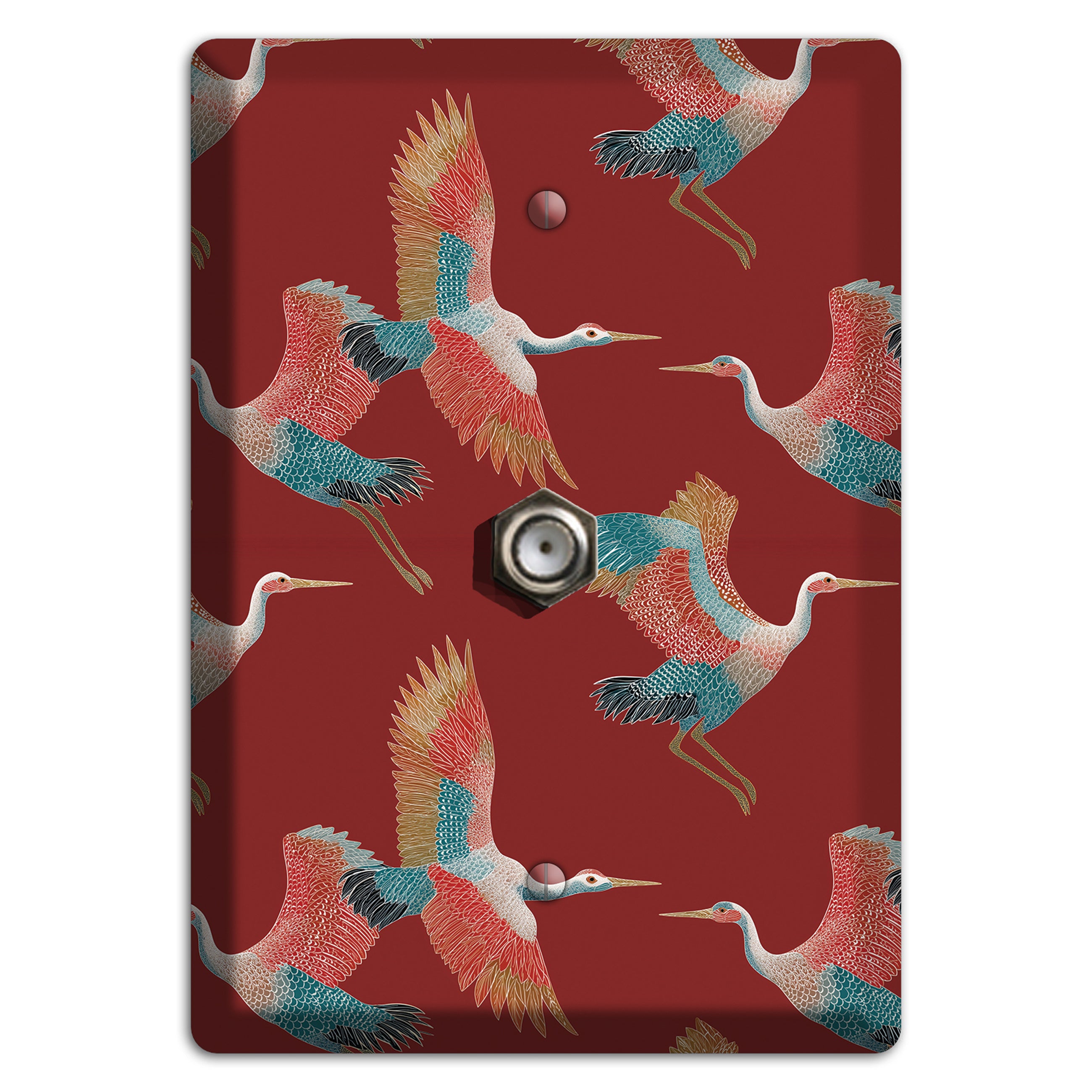 Crimson Heron Dance Cable Wallplate