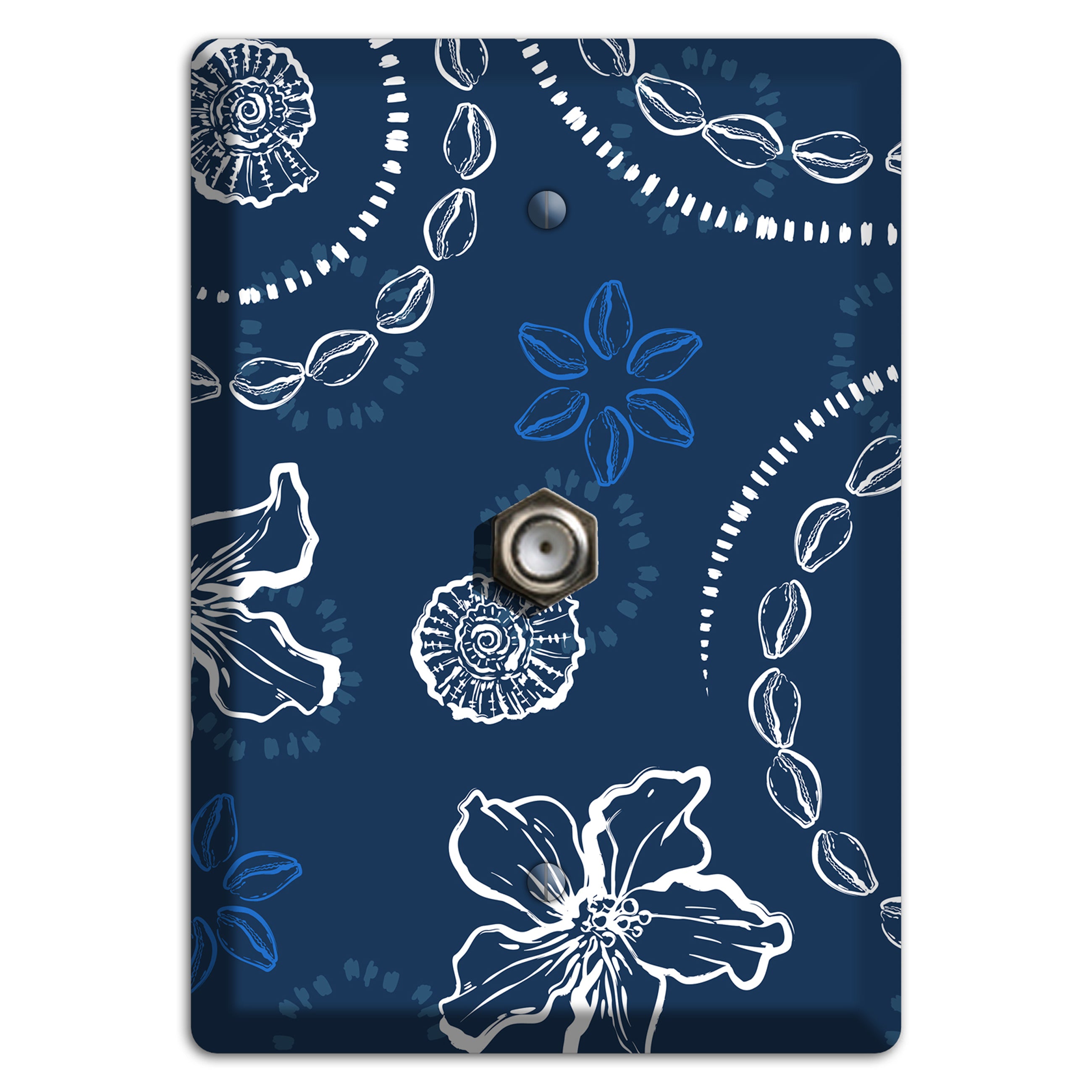 Indigo Cowrie Spiral Cable Wallplate