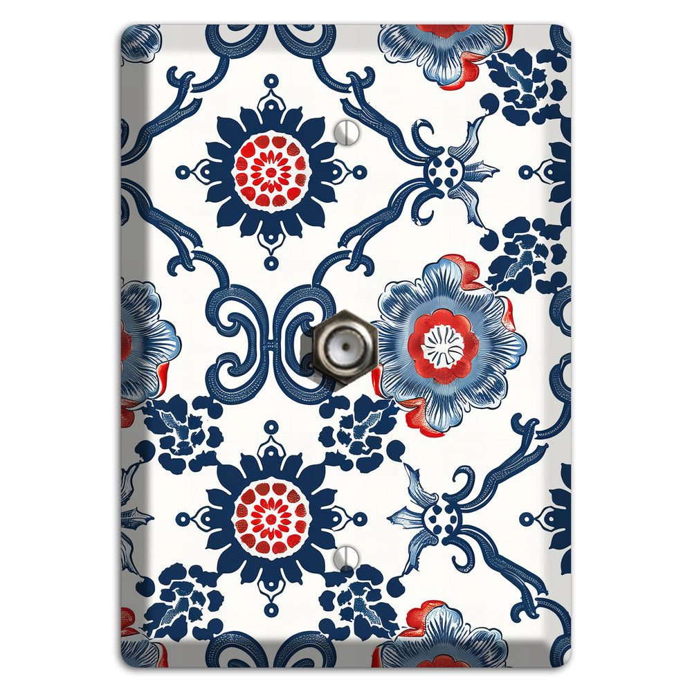 Indigo Court Florals Cable Wallplate