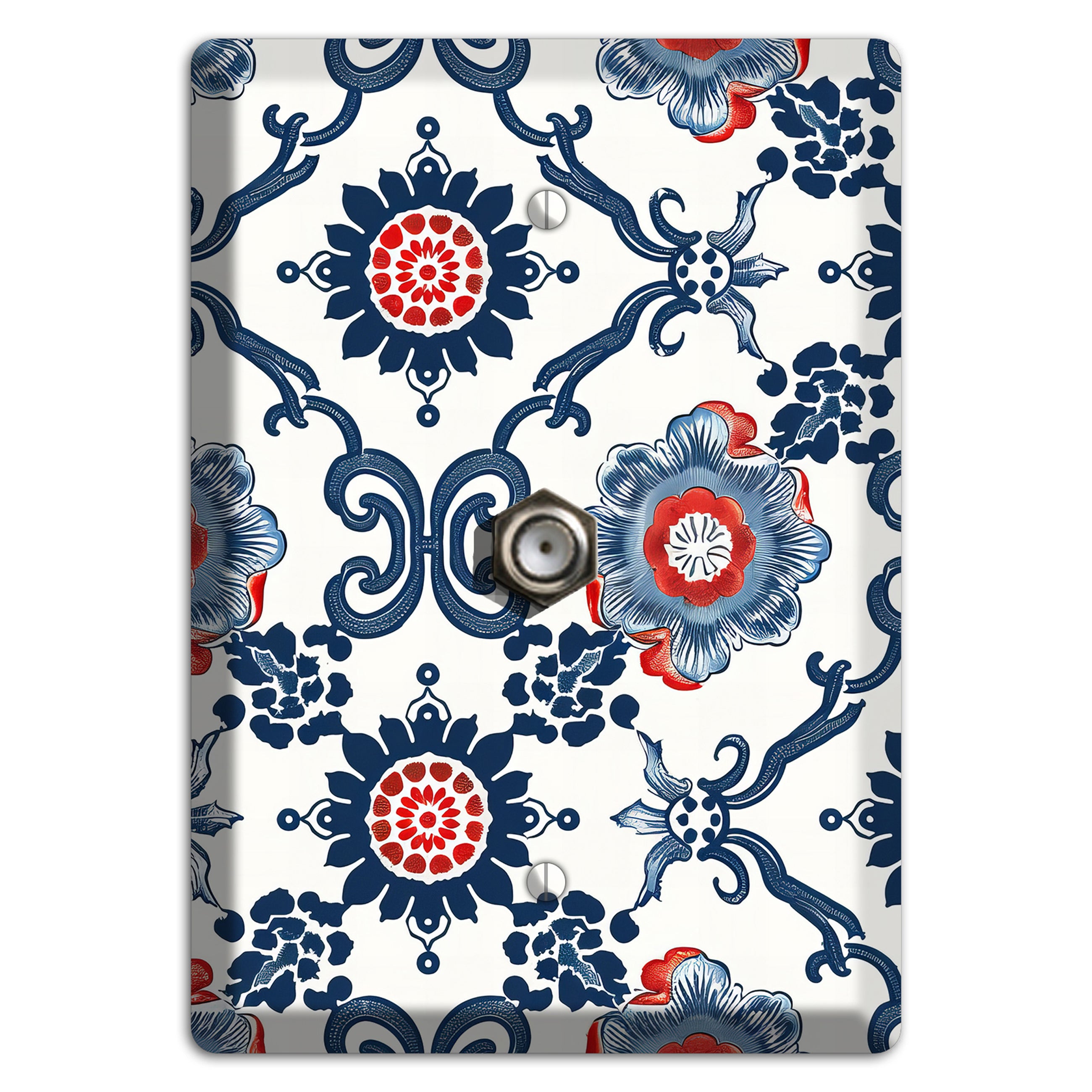 Indigo Court Florals Cable Wallplate