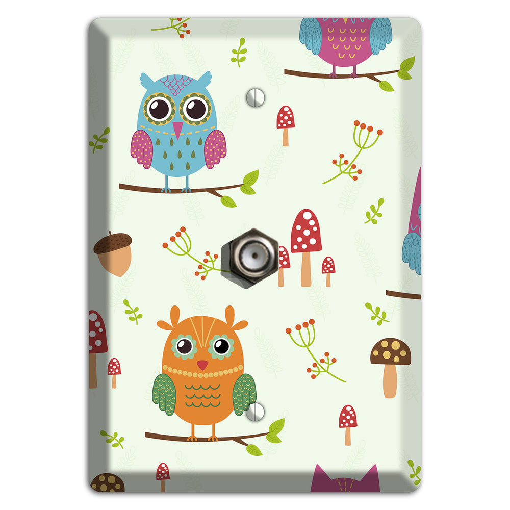 Forest Owls (Mint) Cable Wallplate