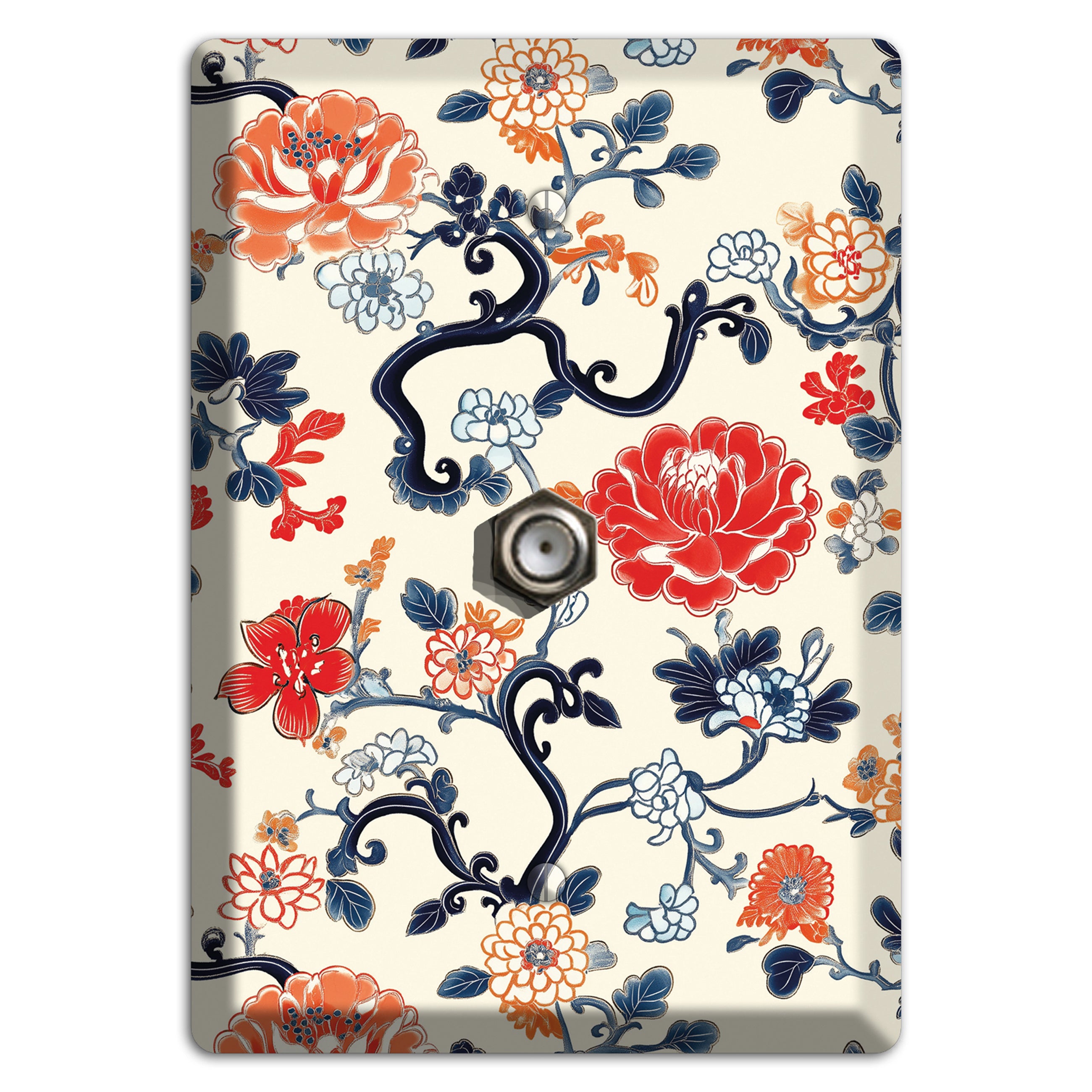 Crimson Garden Scroll Cable Wallplate