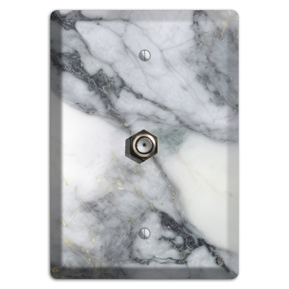 White and Grey Marble Cable Wallplate