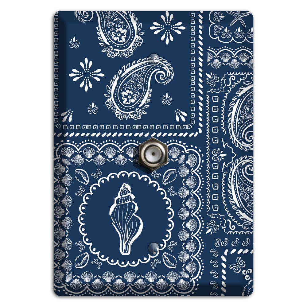 Navy Paisley Patchwork Cable Wallplate