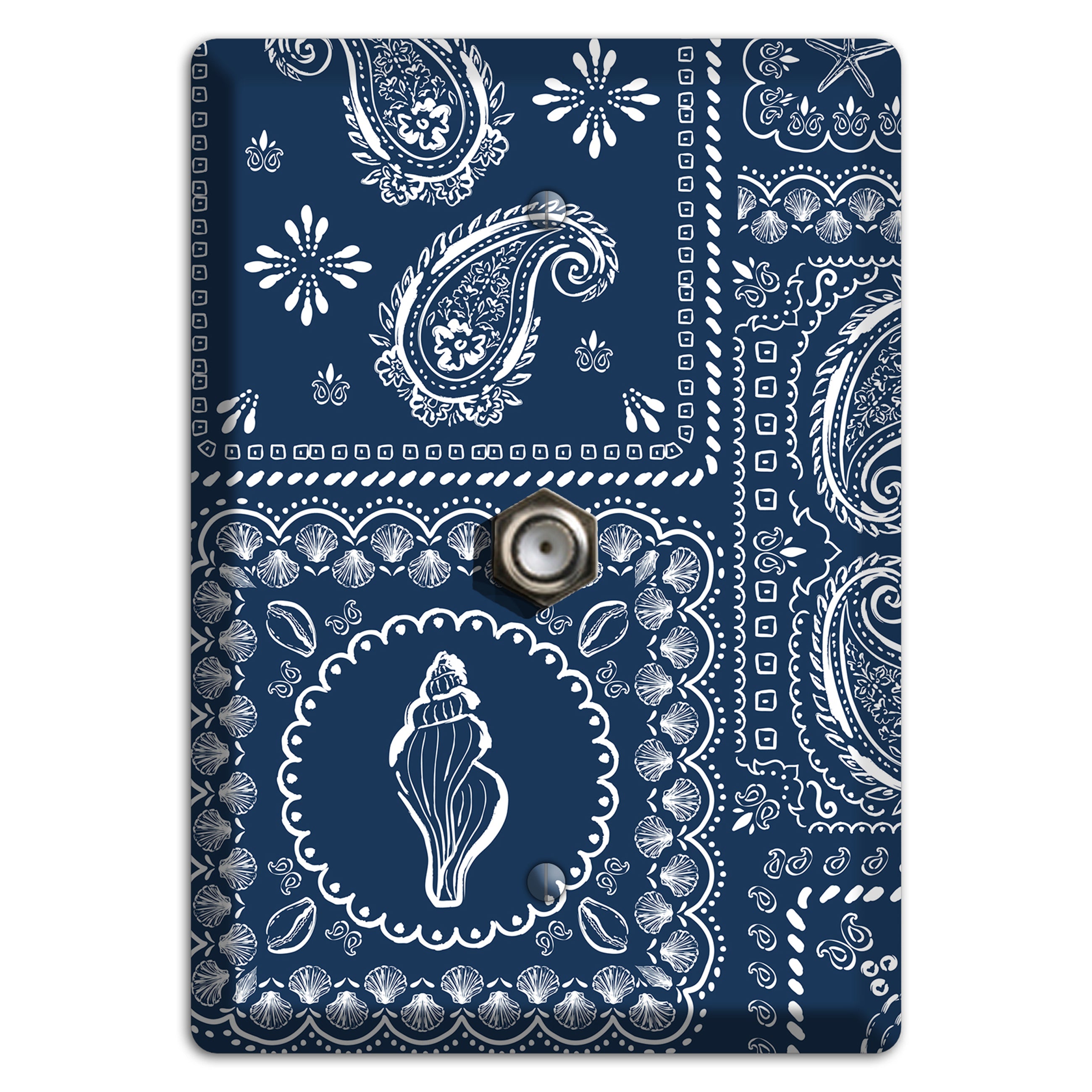 Navy Paisley Patchwork Cable Wallplate