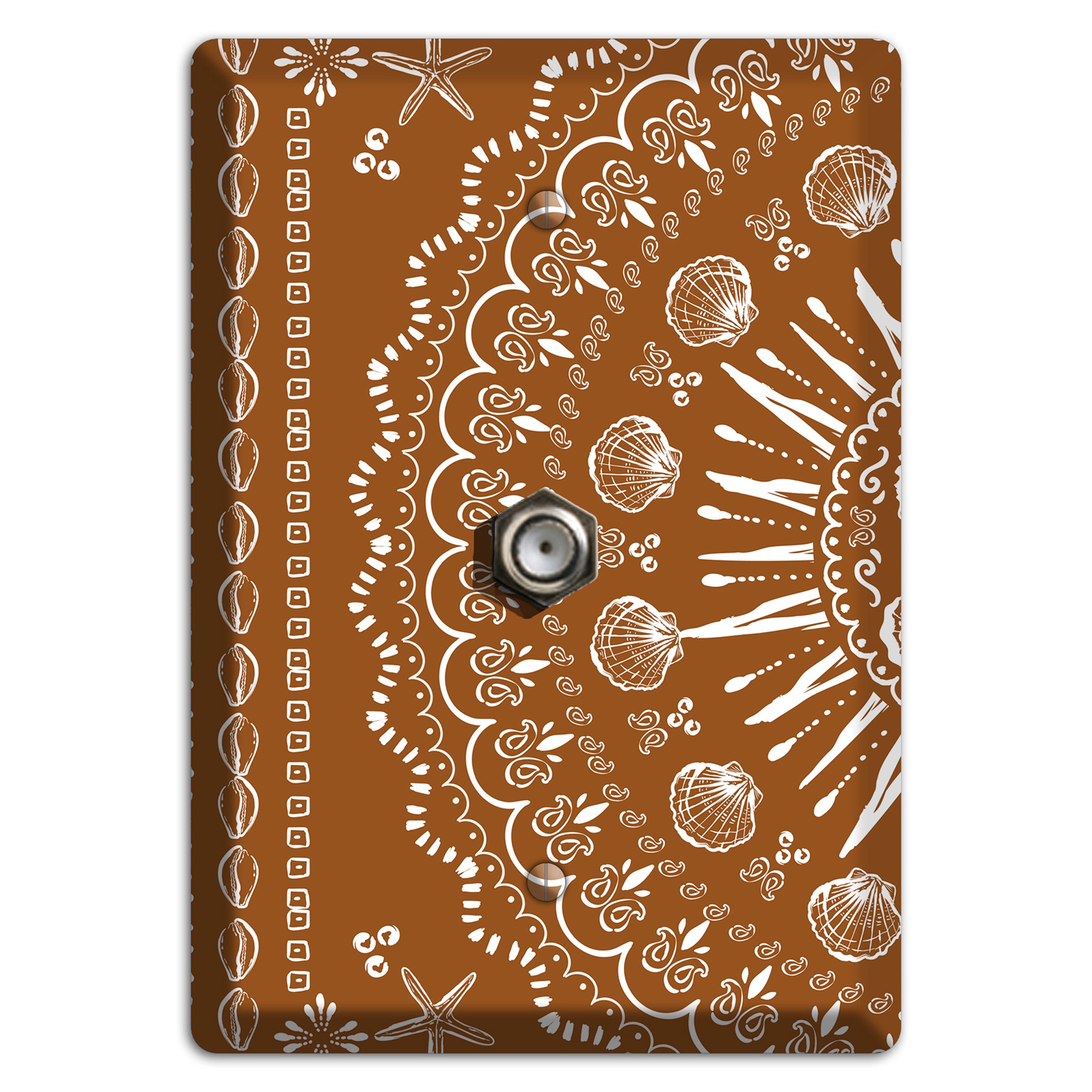 Russet Seahorse Mandala Cable Wallplate