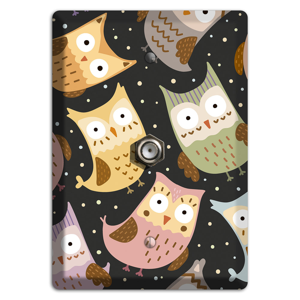 Sleepy Owls (Charcoal) Cable Wallplate