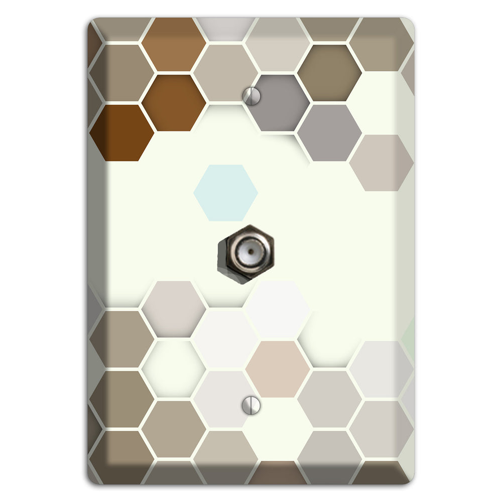 Earth-Toned Honeycomb Mosaic Cable Wallplate