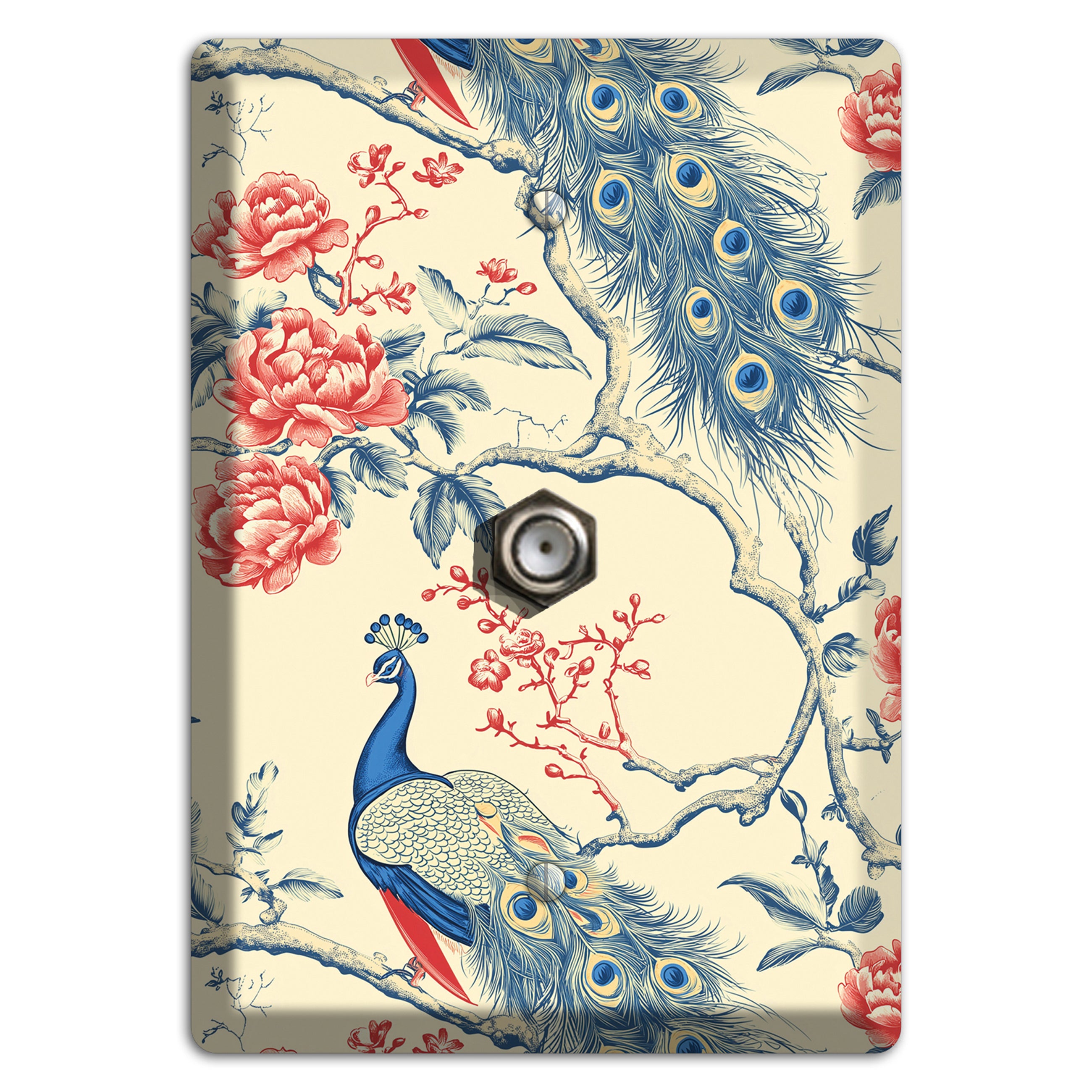 Peacock & Peony Cable Wallplate