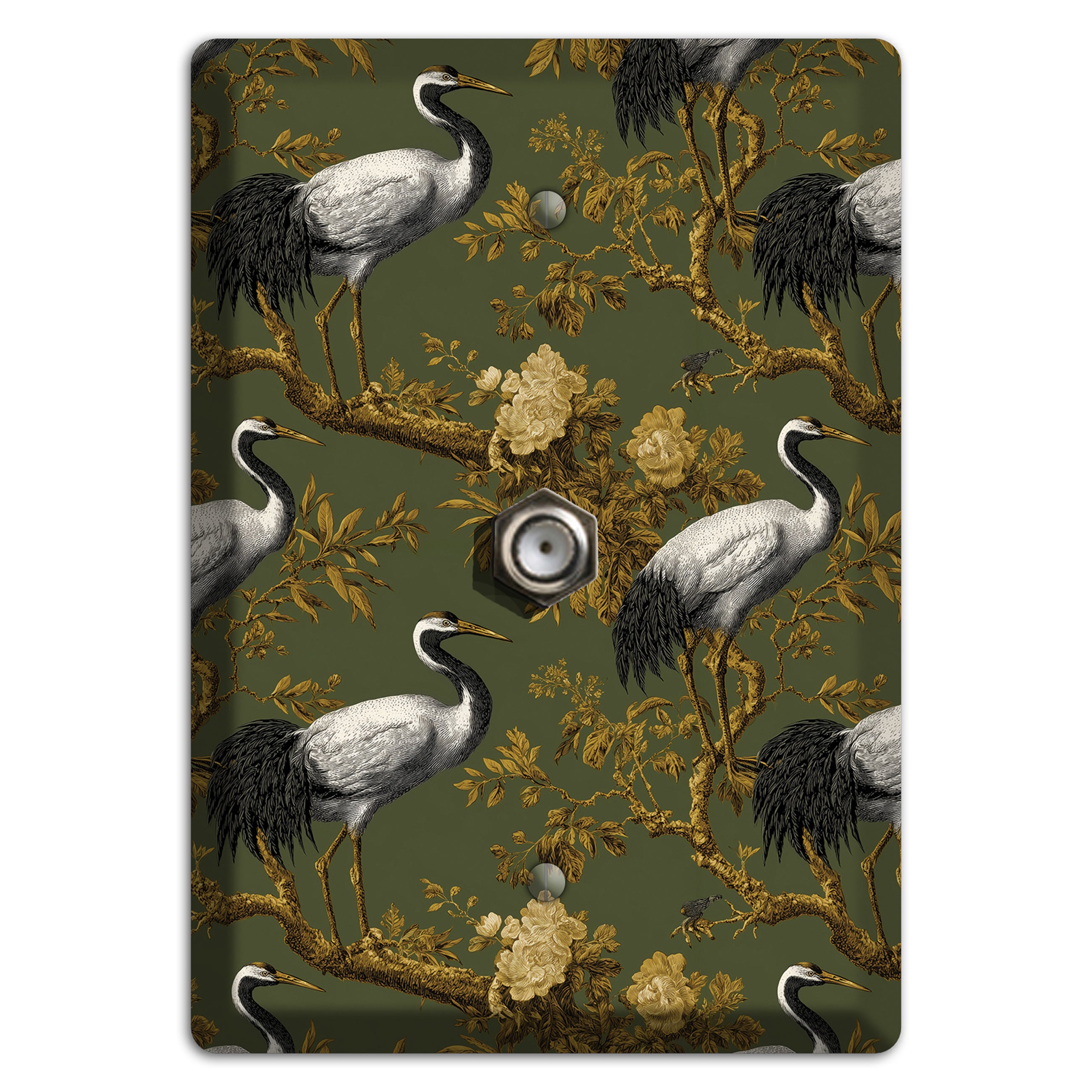 Olive Toile Sanctuary Cable Wallplate