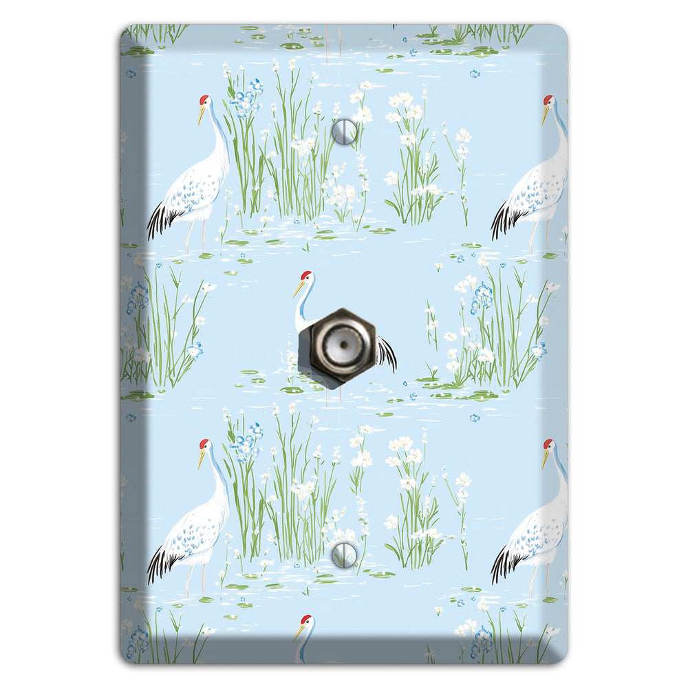 Azure Crane Sanctuary Cable Wallplate