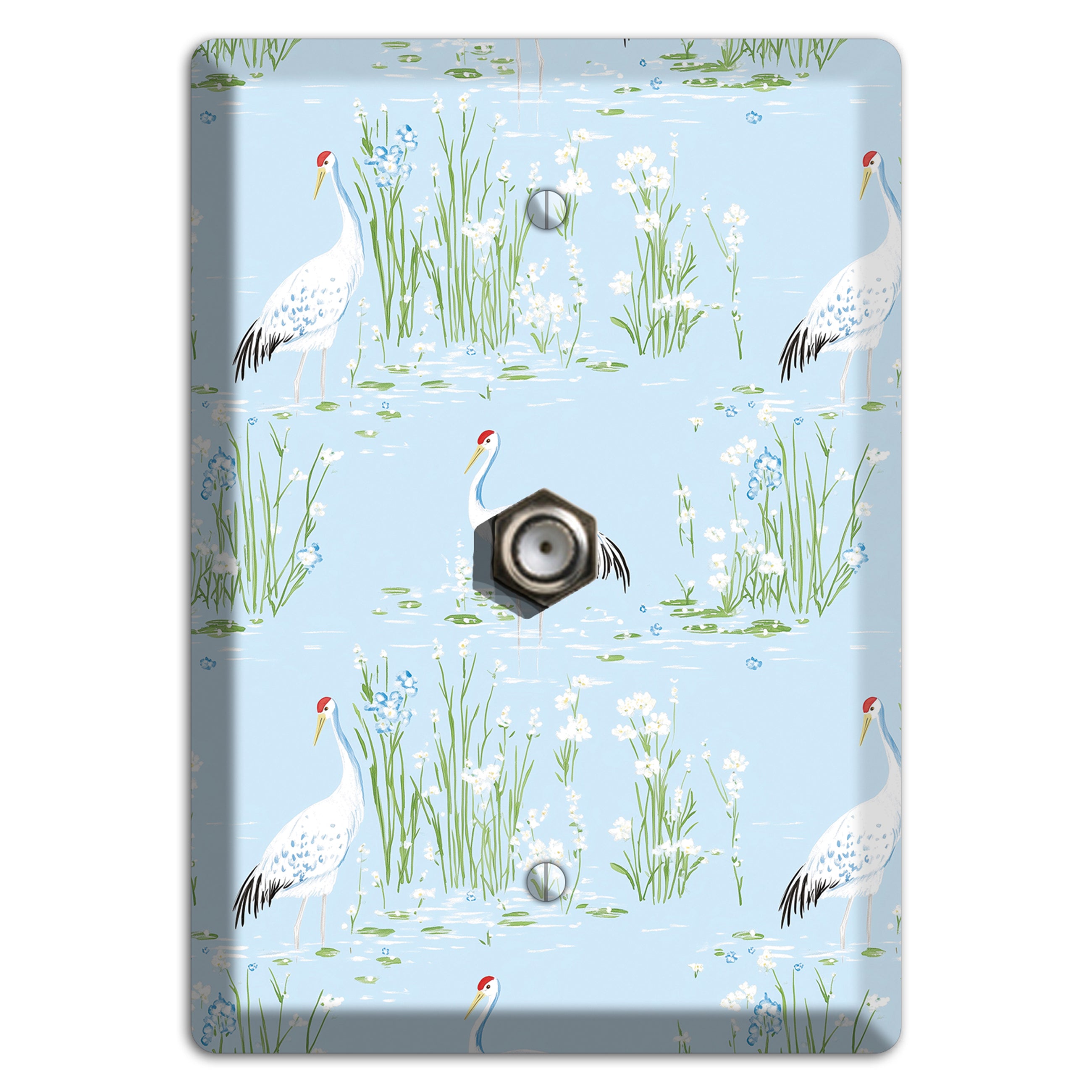 Azure Crane Sanctuary Cable Wallplate