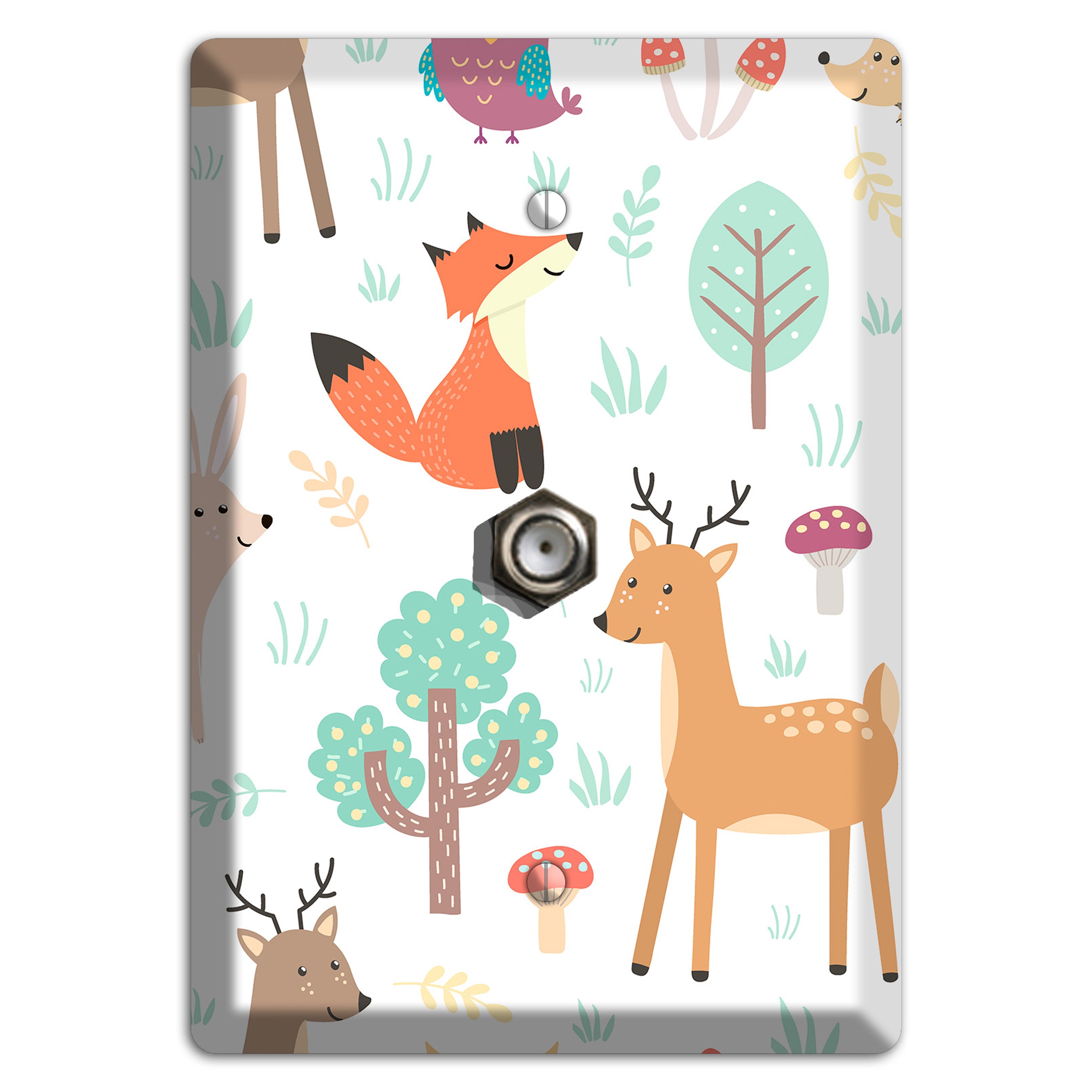 Woodland Friends (White) Cable Wallplate