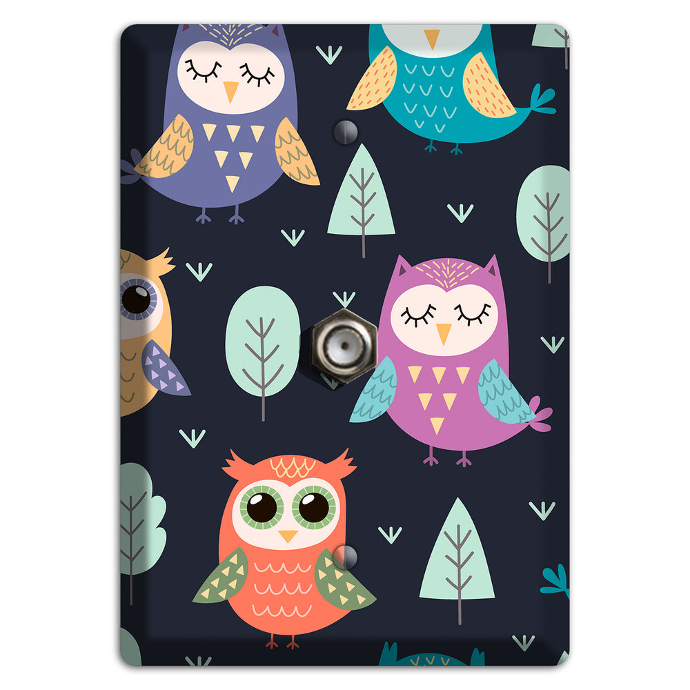 Dreamy Owls (Navy) Cable Wallplate