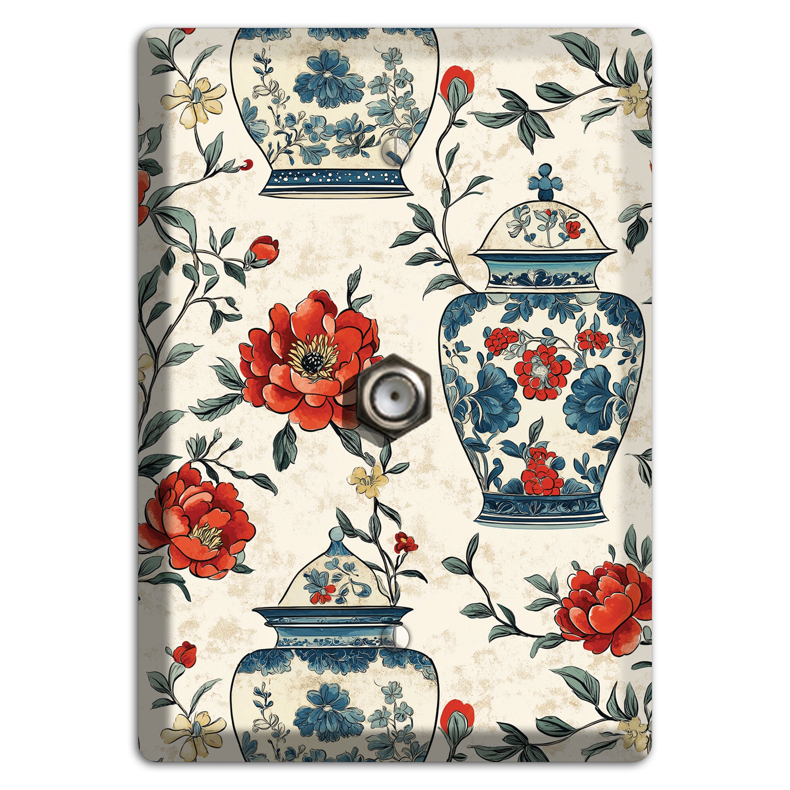 Porcelain & Peony Cable Wallplate