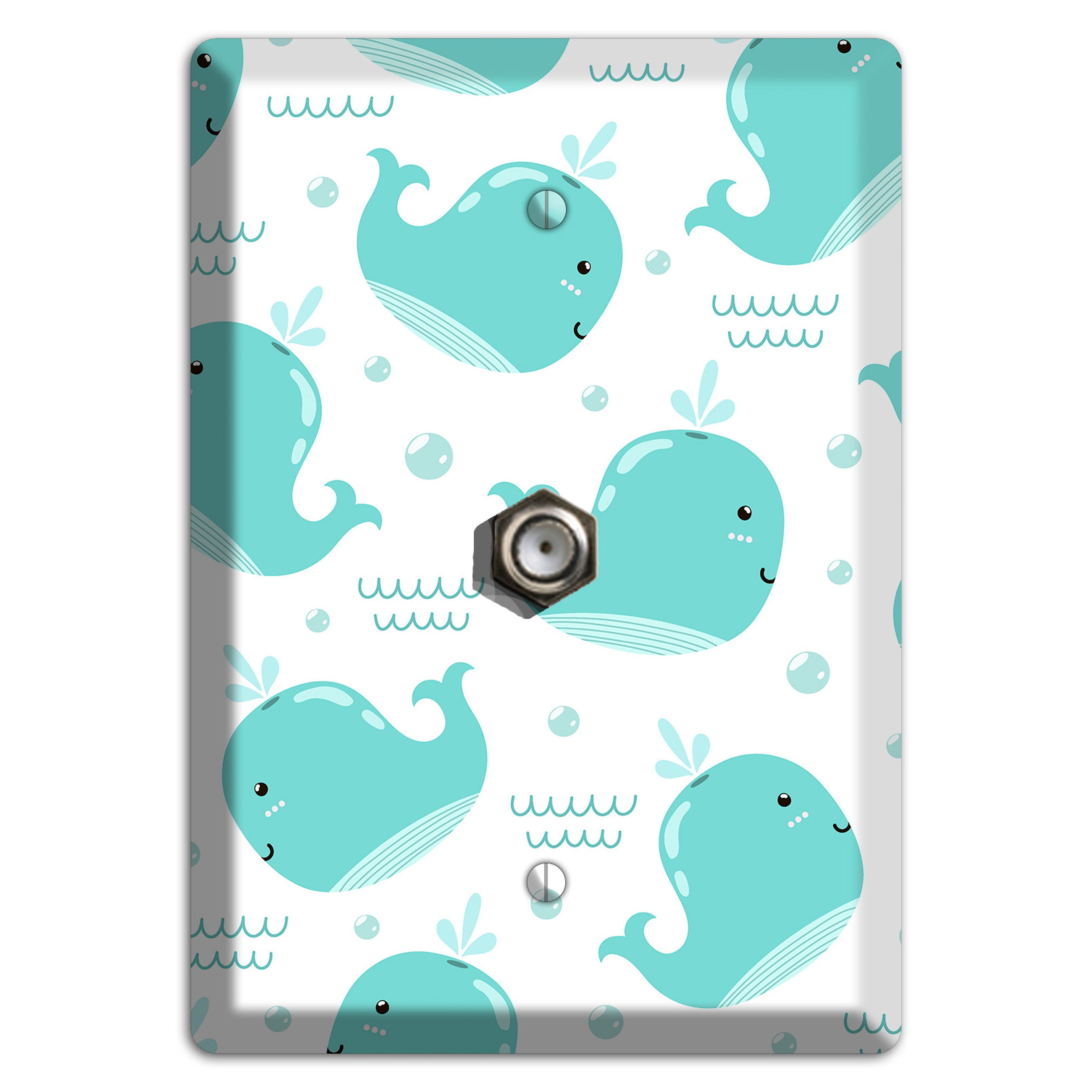 Happy Whales (White) Cable Wallplate