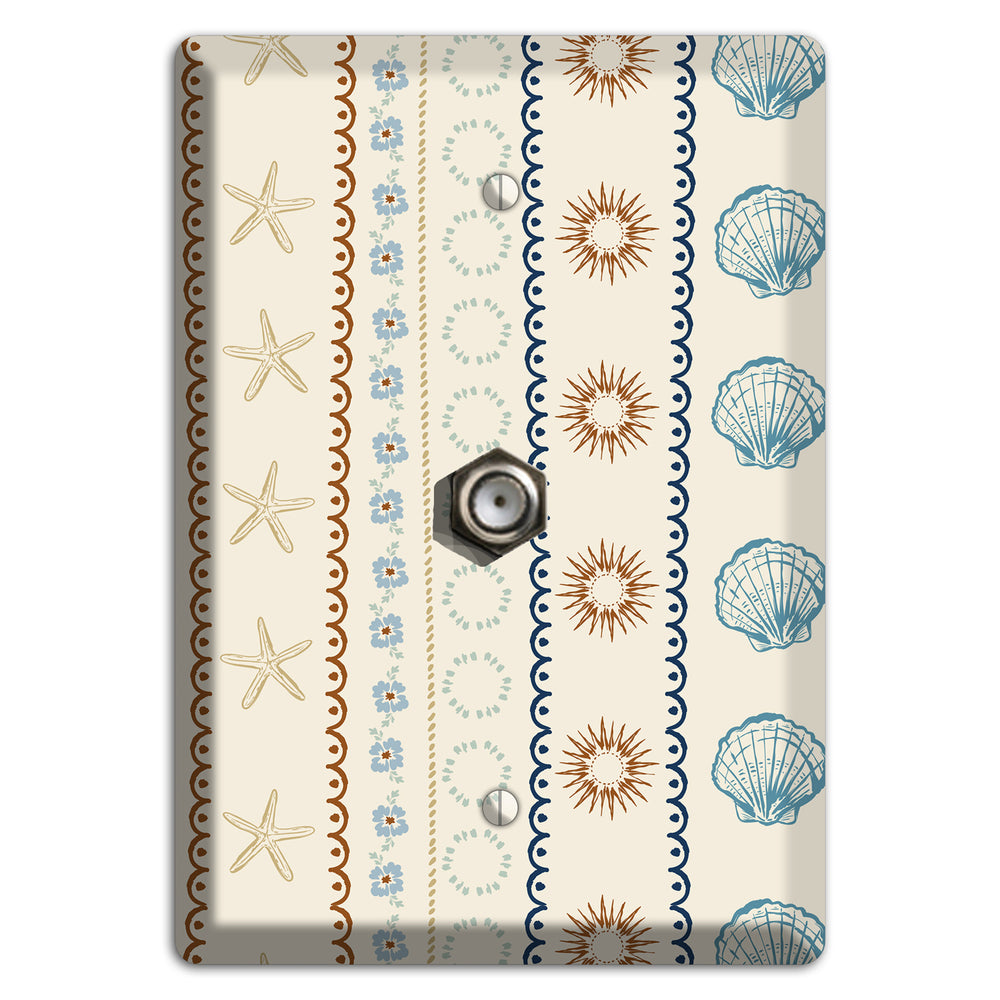 Ivory Seahorse Stripe Cable Wallplate