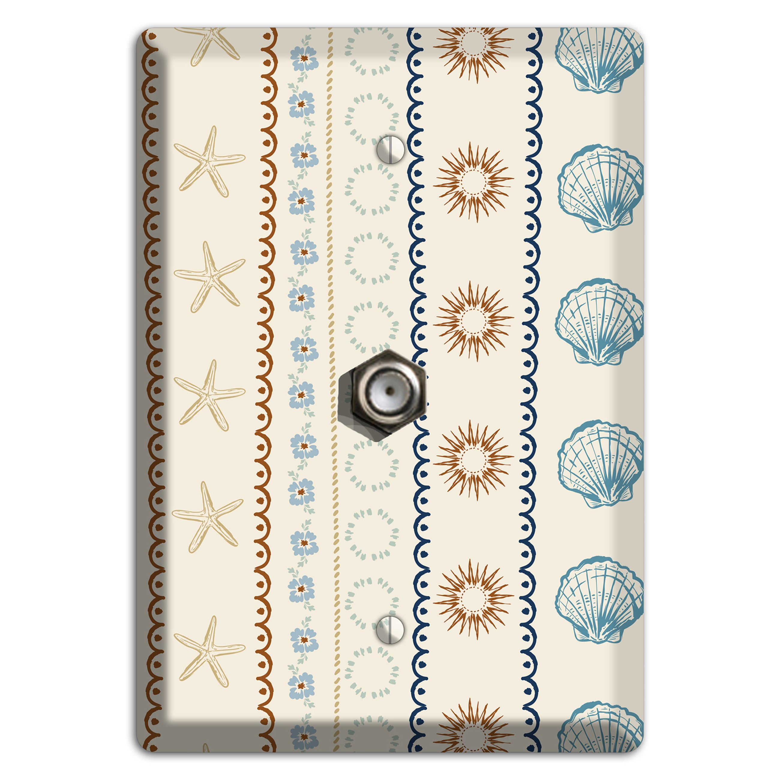 Ivory Seahorse Stripe Cable Wallplate
