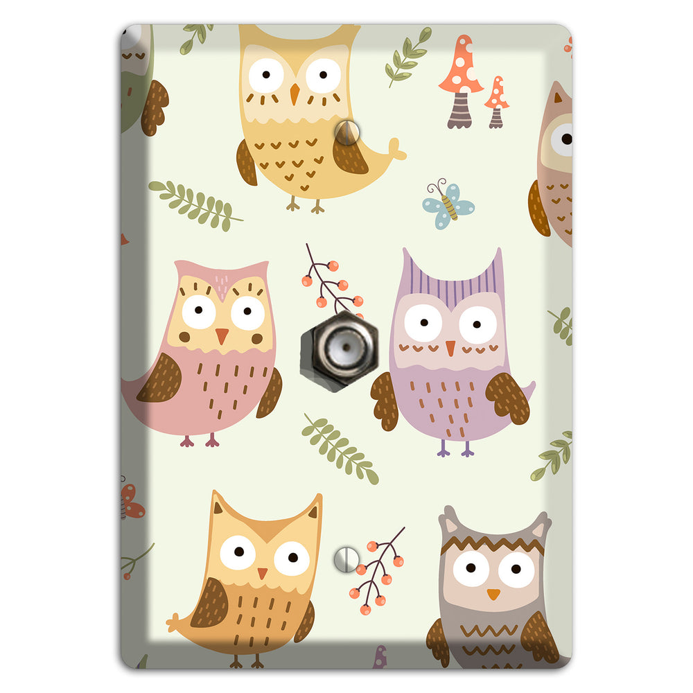 Sleepy Owls (Cream) Cable Wallplate