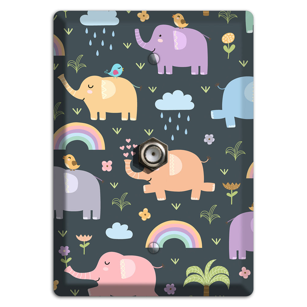 Elephant Parade (Charcoal) Cable Wallplate