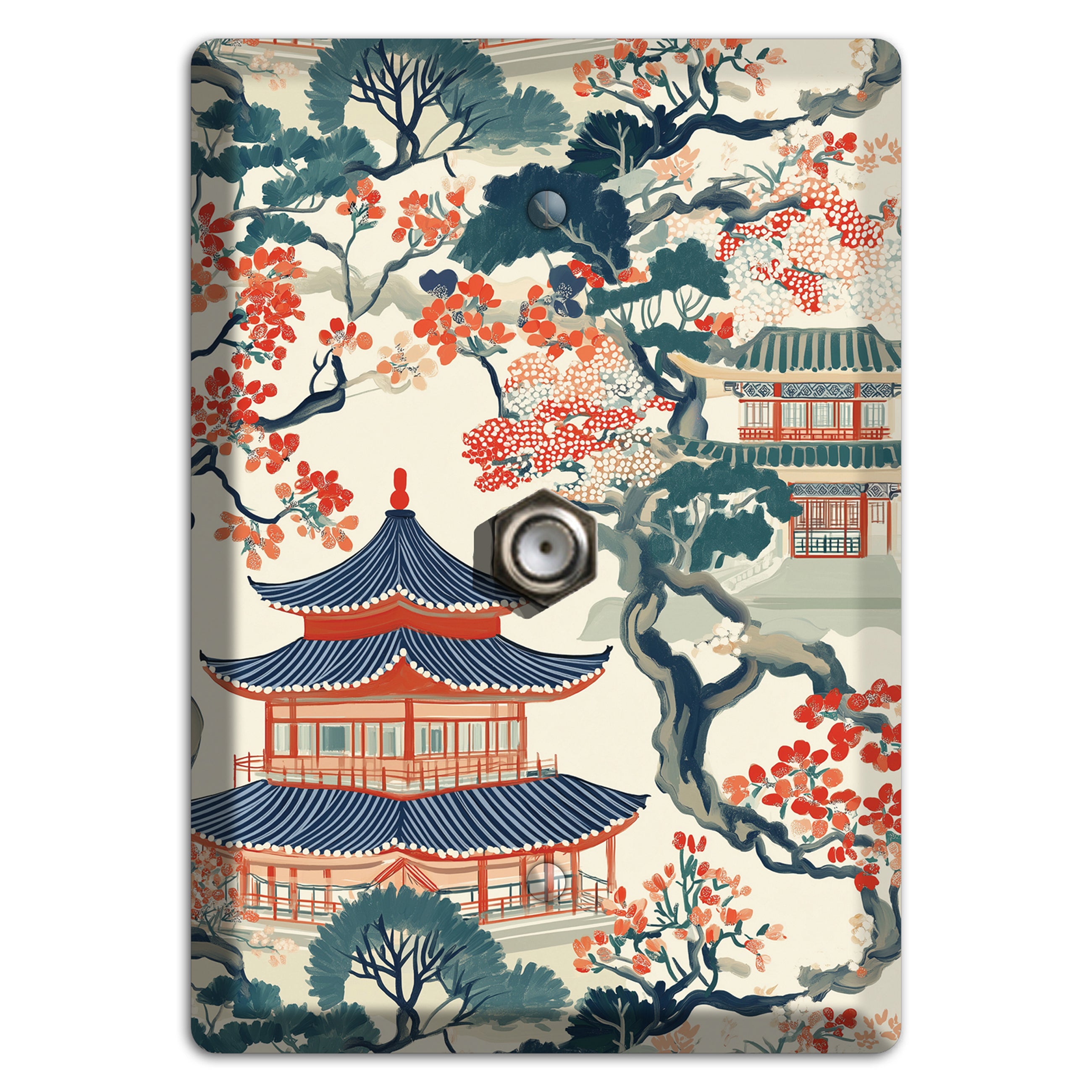 Blossom & Pagoda Cable Wallplate