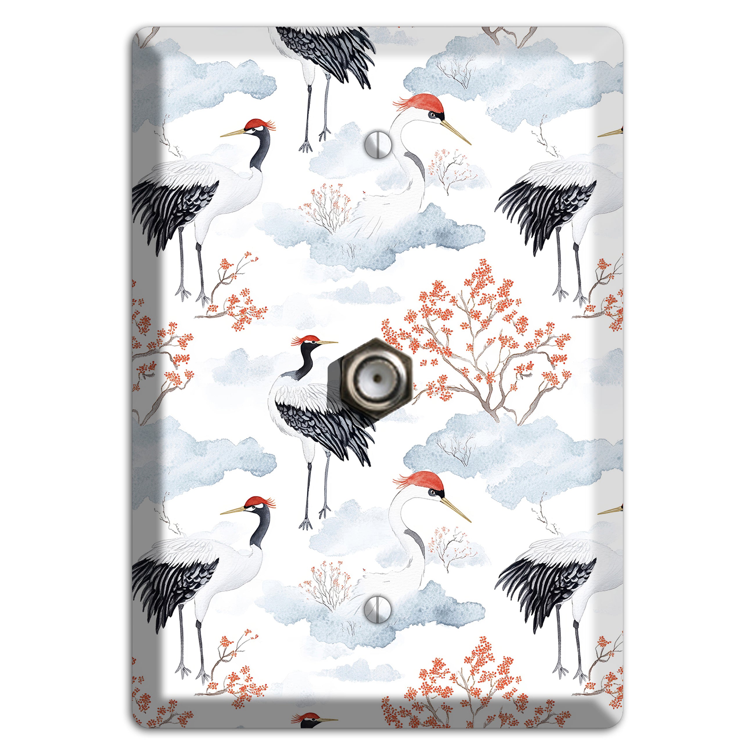 Crimson Crown Cranes Cable Wallplate