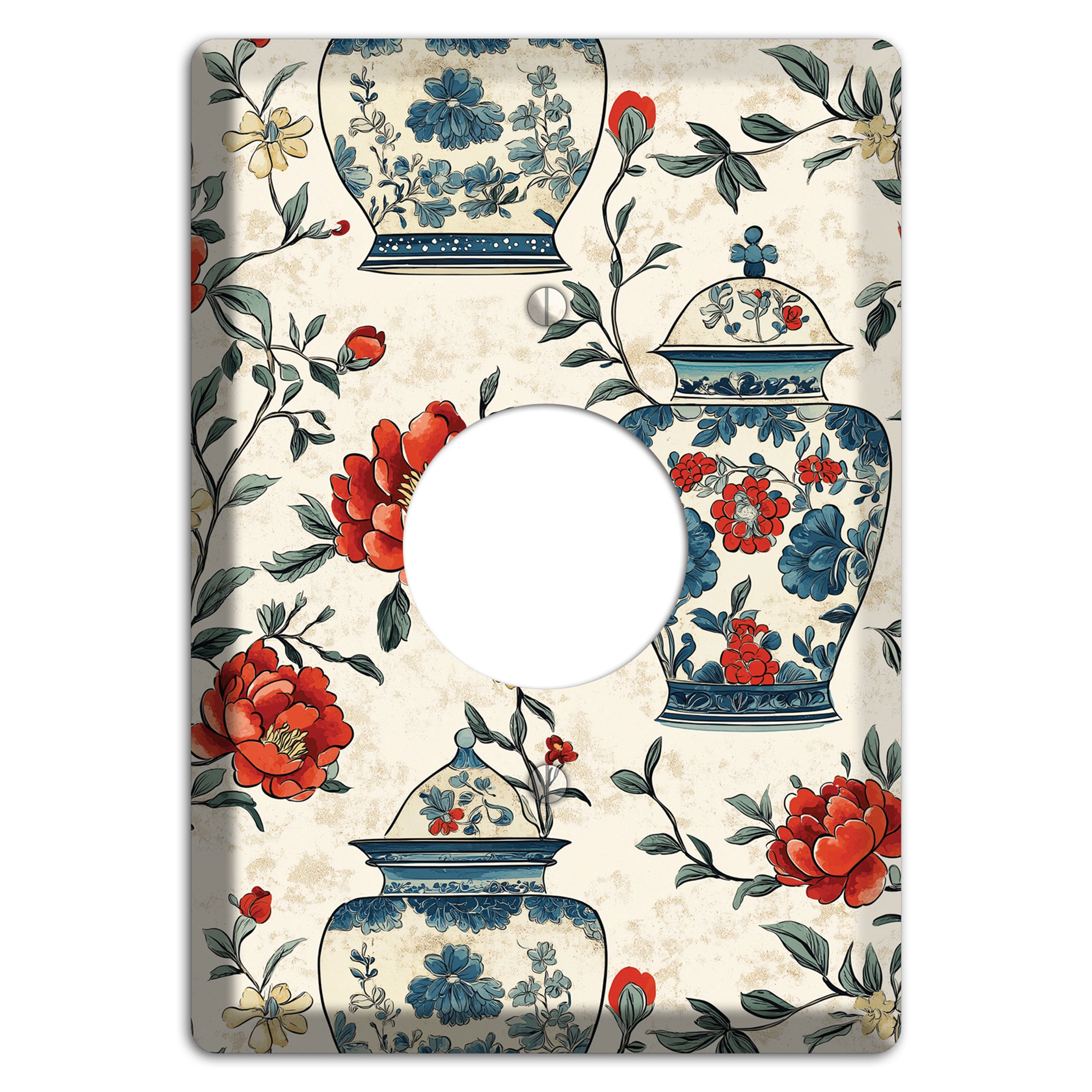 Porcelain & Peony Single Receptacle Wallplate