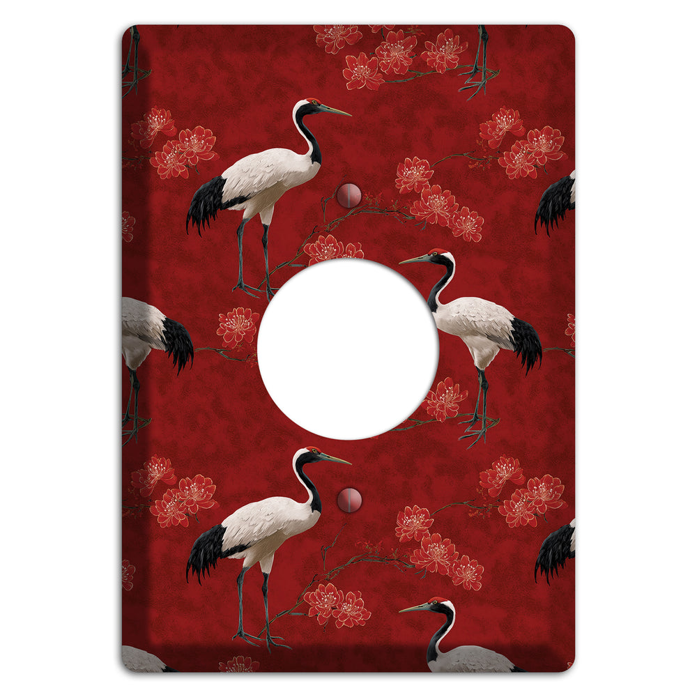 Vermillion Crane Bloom Single Receptacle Wallplate