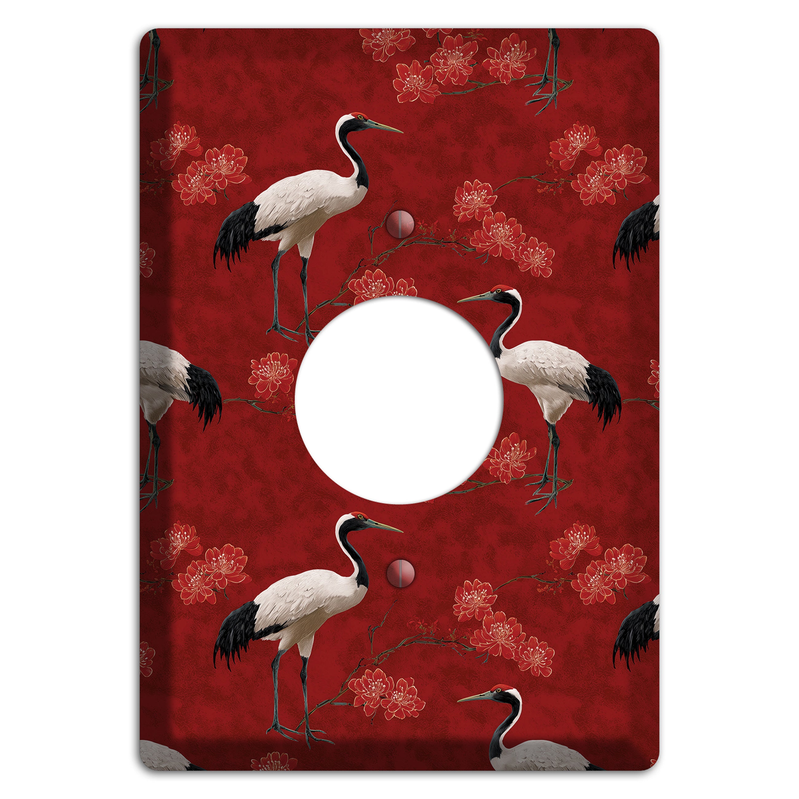 Vermillion Crane Bloom Single Receptacle Wallplate