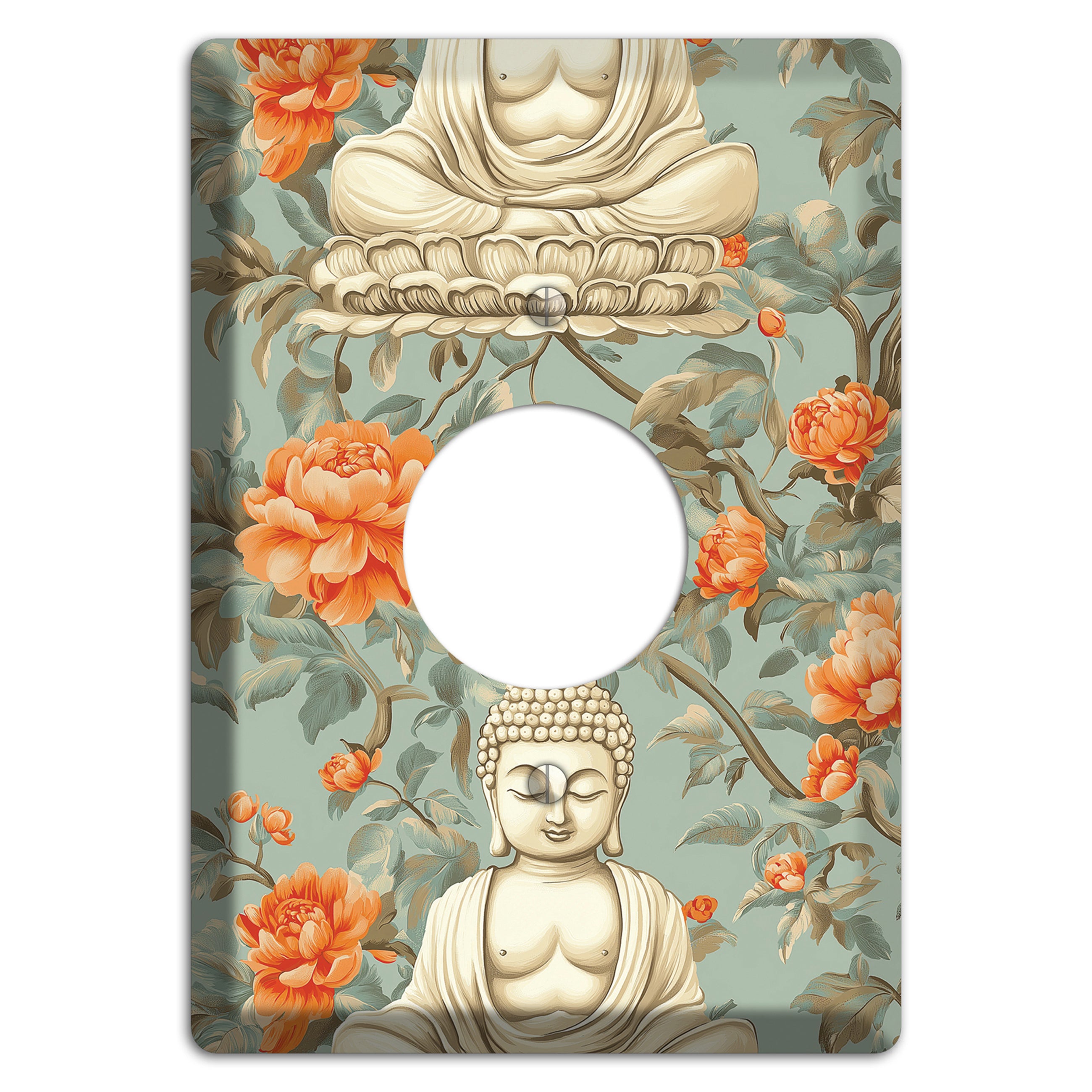 Lotus & Peony Single Receptacle Wallplate