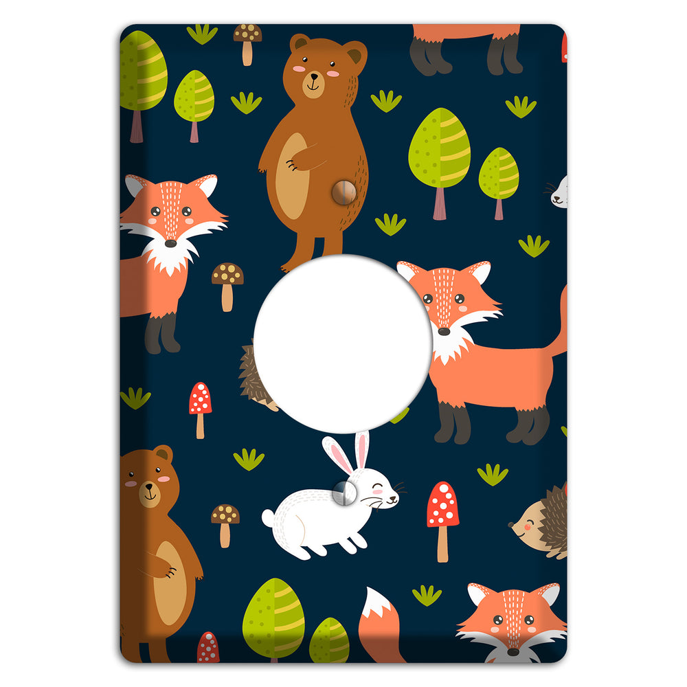 Forest Critters (Navy) Single Receptacle Wallplate