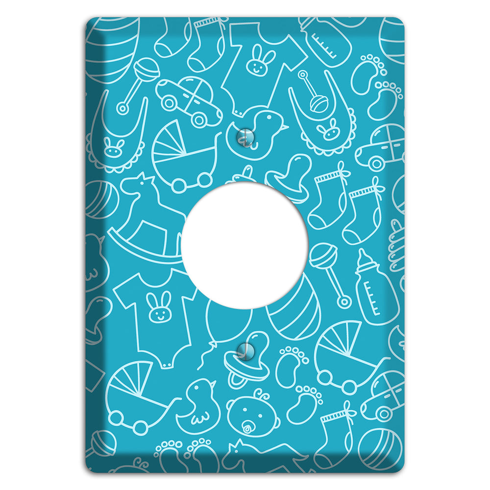 Line Art Baby Blue Single Receptacle Wallplate