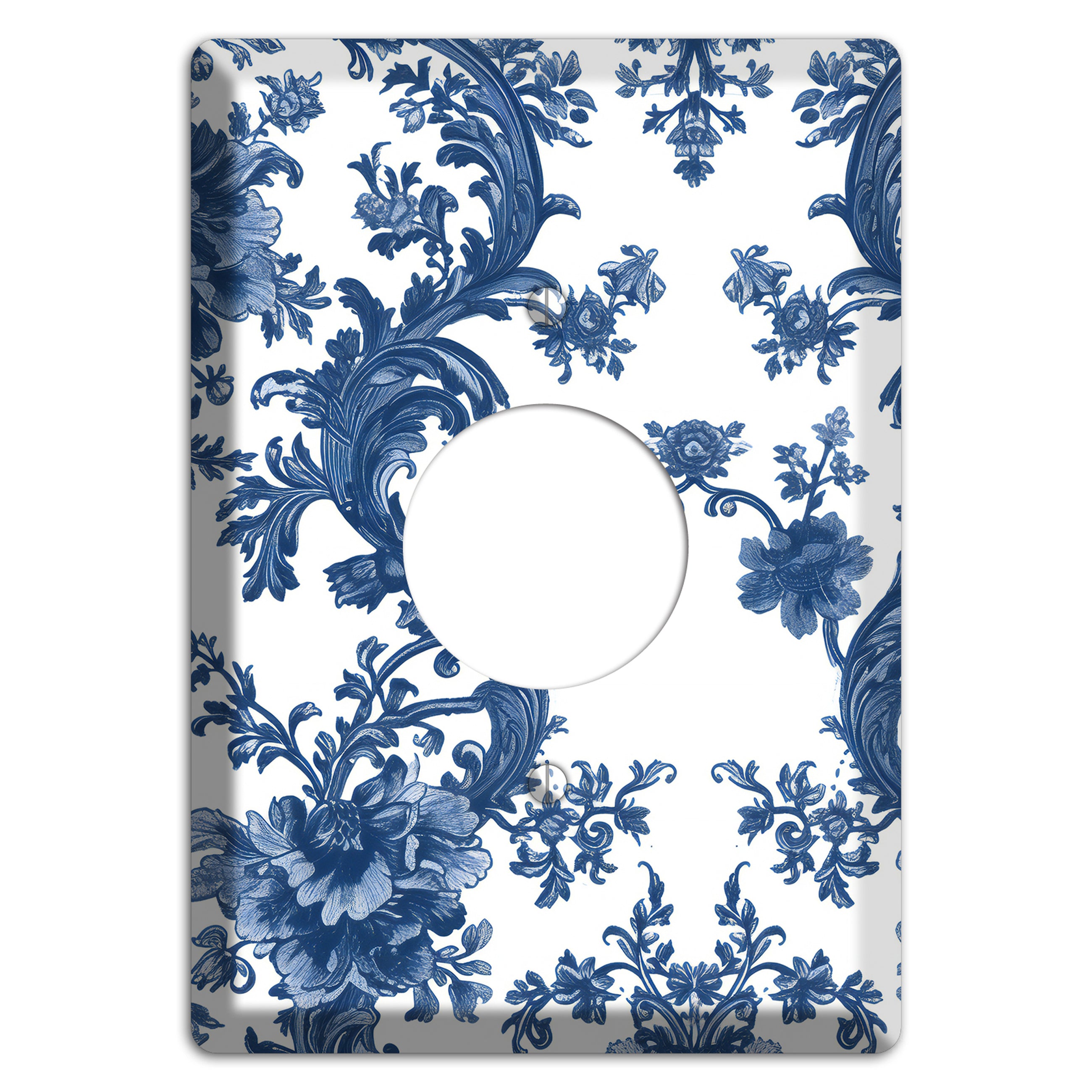 Cobalt Garden Damask Single Receptacle Wallplate