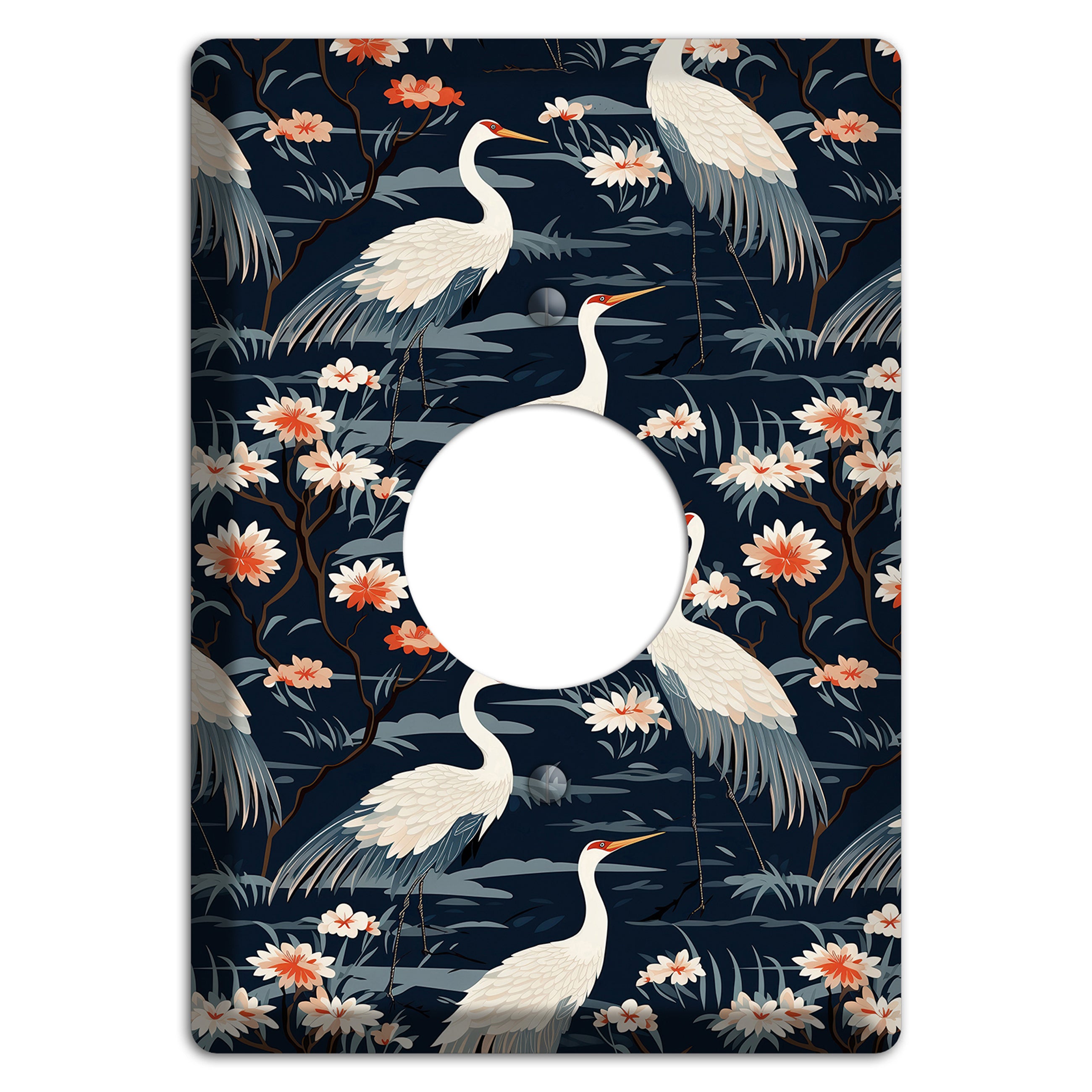 Navy Heron Nocturne Single Receptacle Wallplate