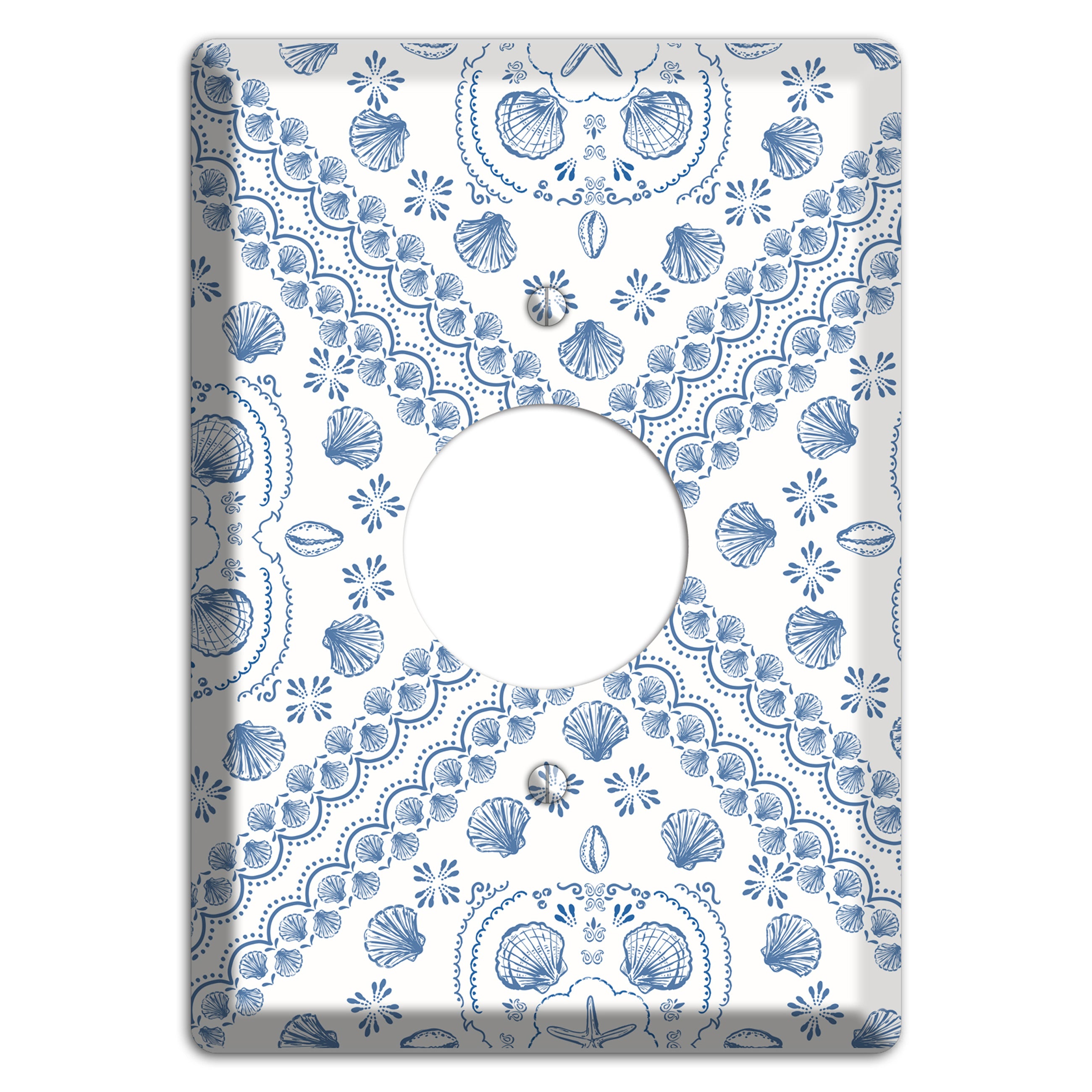 Azure Shell Damask Single Receptacle Wallplate