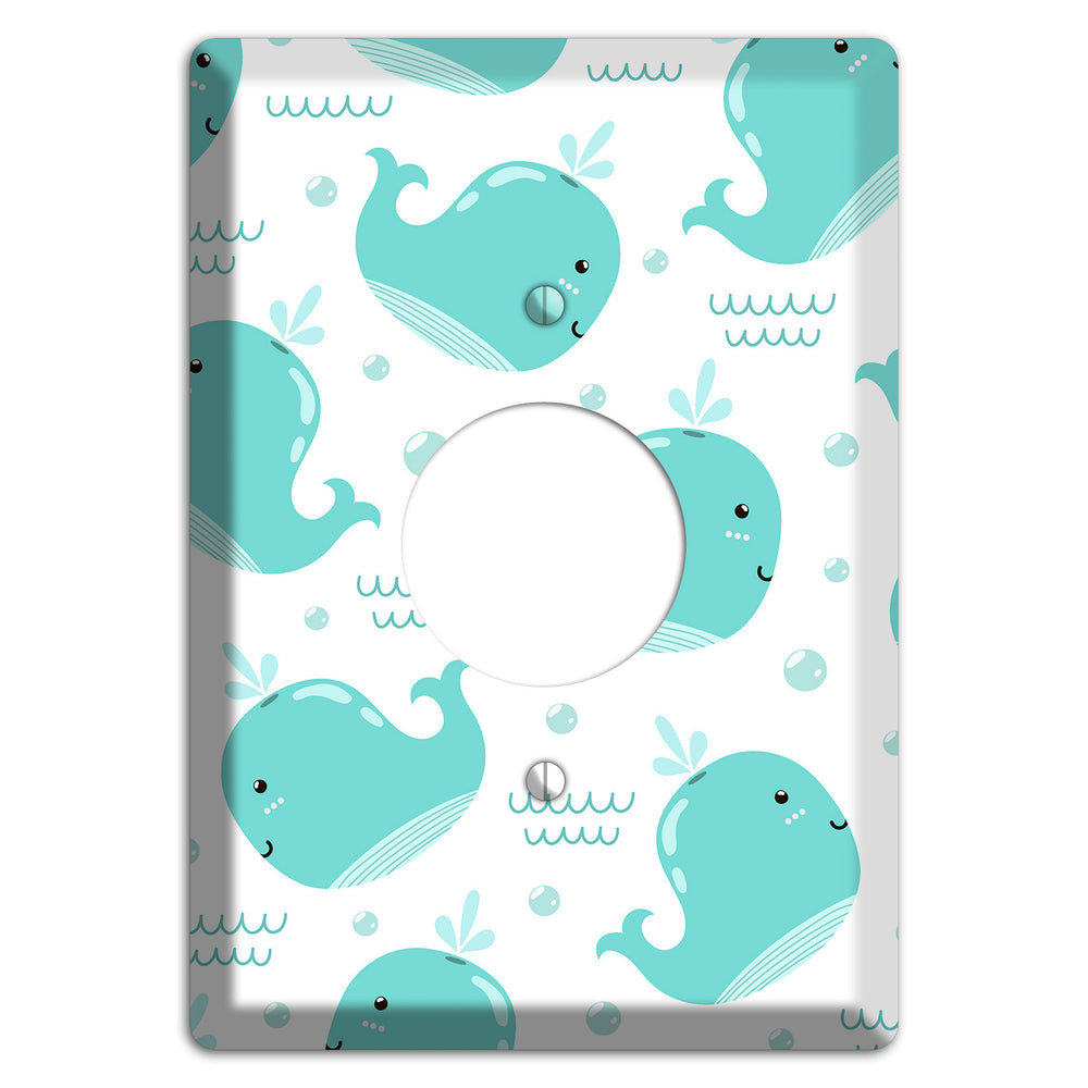 Happy Whales (White) Single Receptacle Wallplate