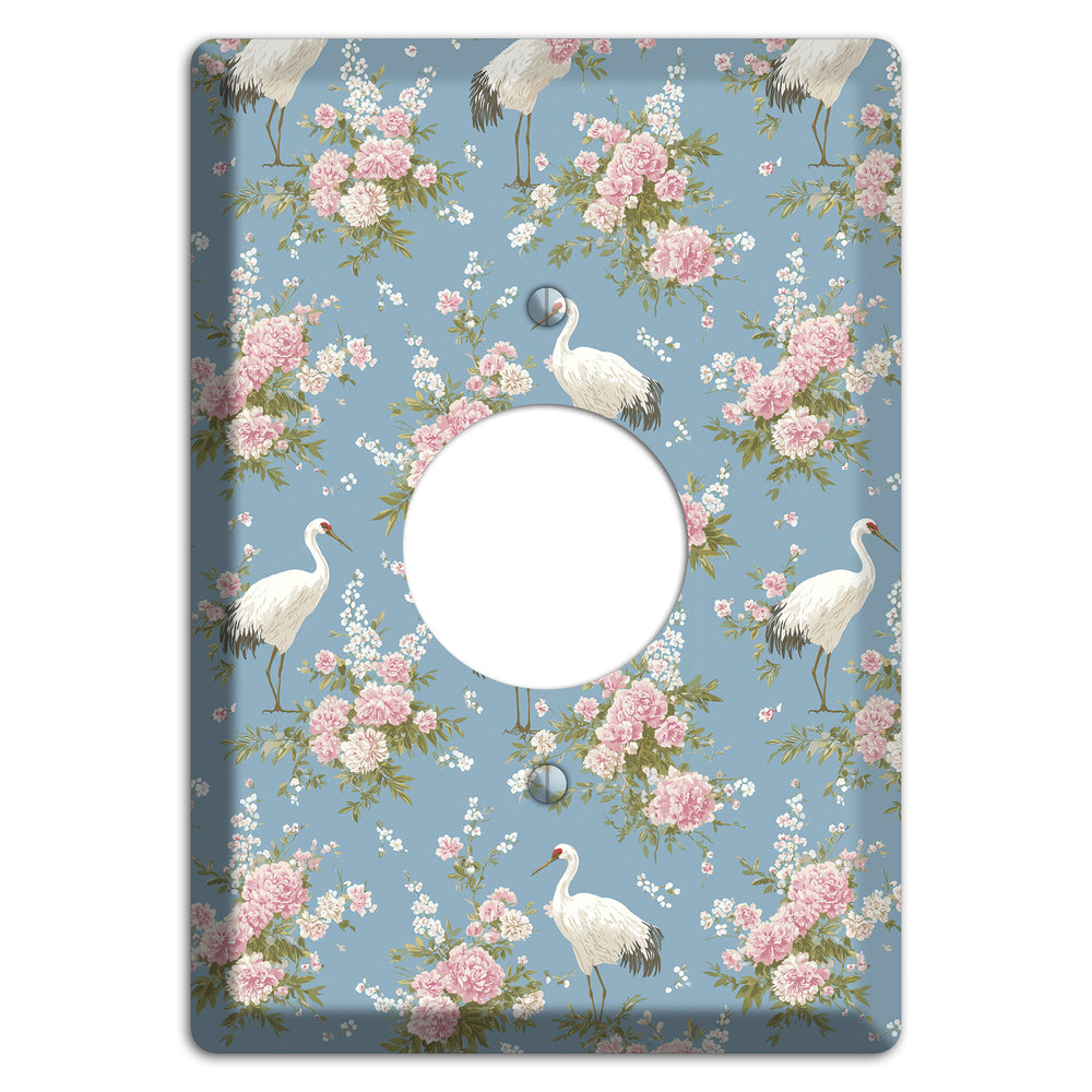 Dusty Blue Peony Flight Single Receptacle Wallplate