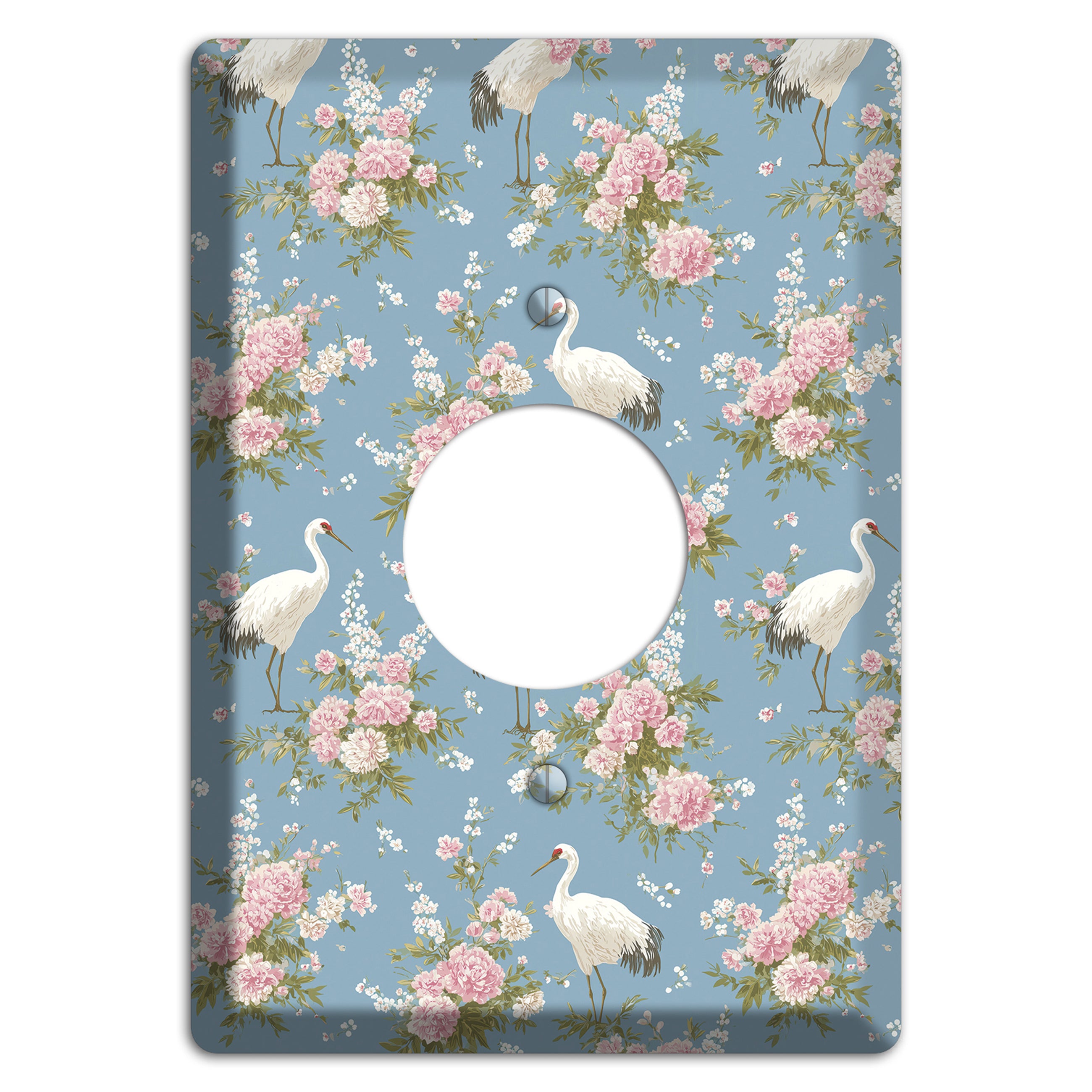 Dusty Blue Peony Flight Single Receptacle Wallplate
