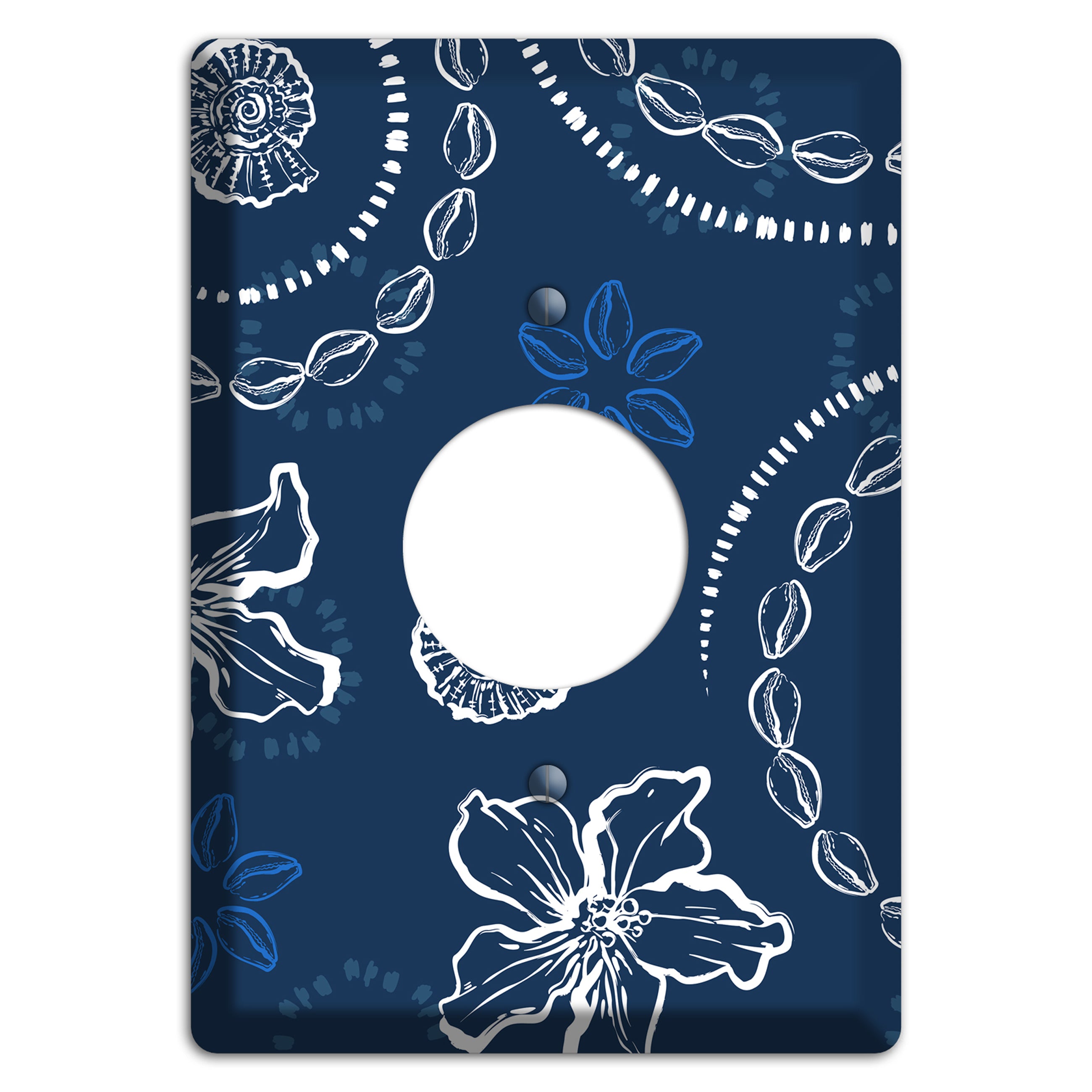 Indigo Cowrie Spiral Single Receptacle Wallplate