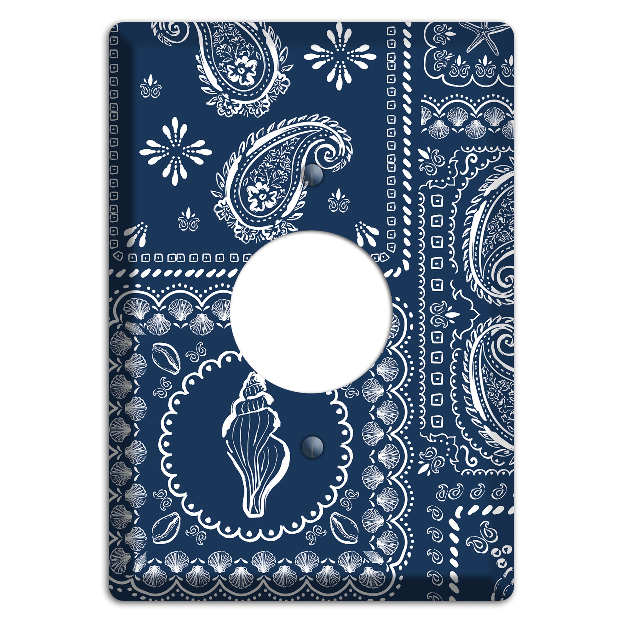 Navy Paisley Patchwork Single Receptacle Wallplate