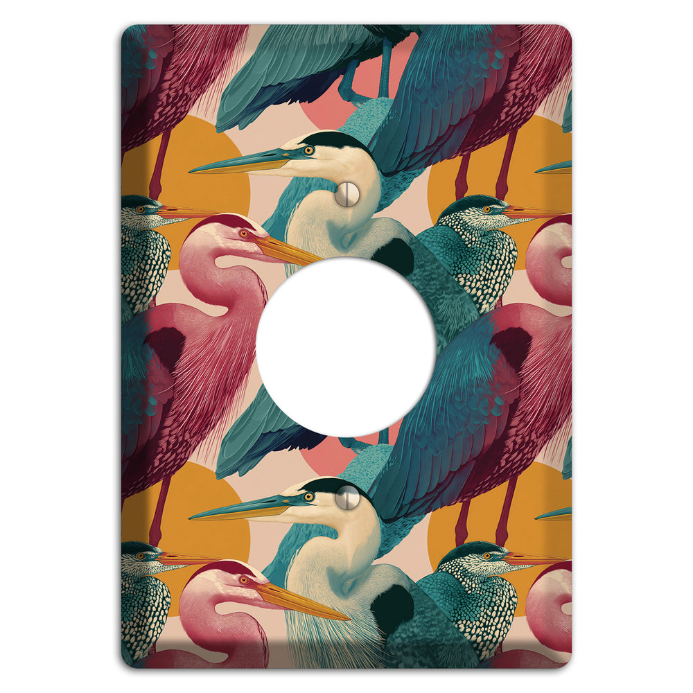 Teal Heron Mosaic Single Receptacle Wallplate