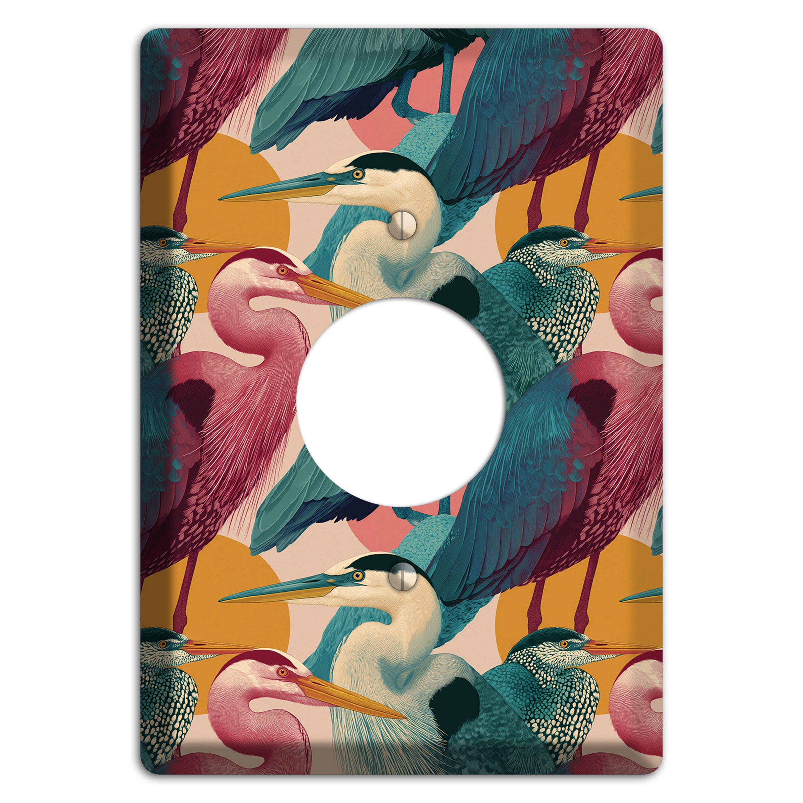 Teal Heron Mosaic Single Receptacle Wallplate