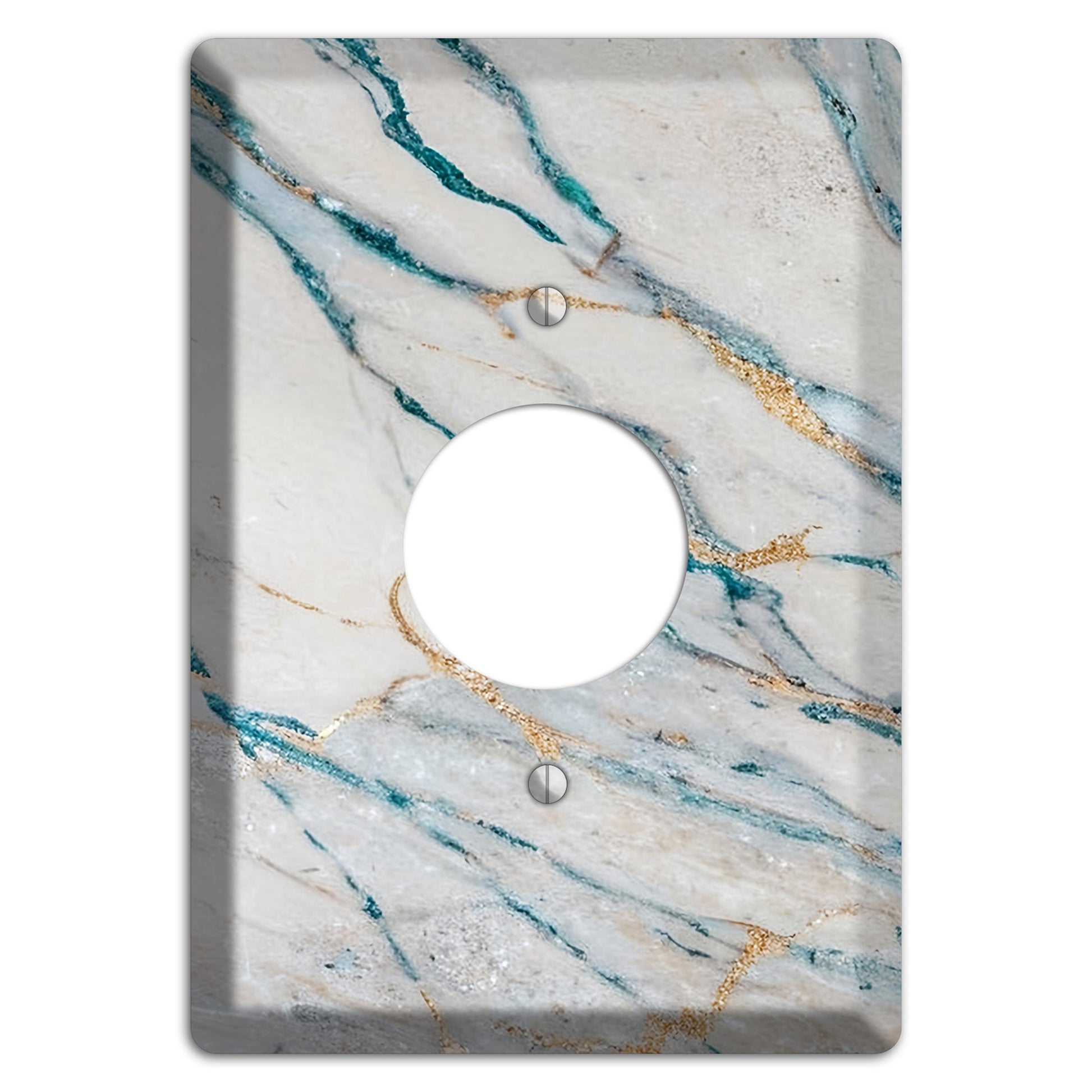 Bondi Blue Marble Single Receptacle Wallplate