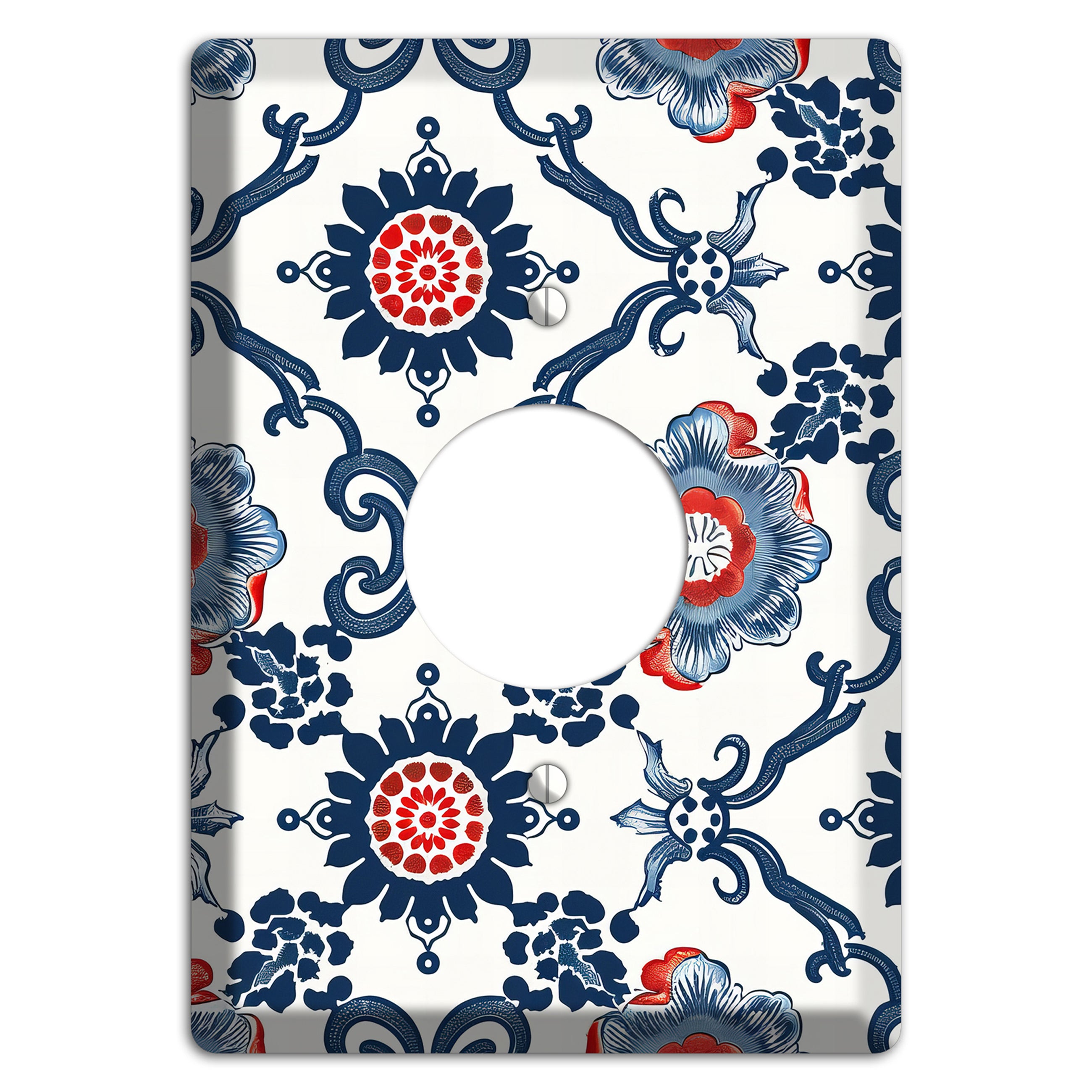 Indigo Court Florals Single Receptacle Wallplate