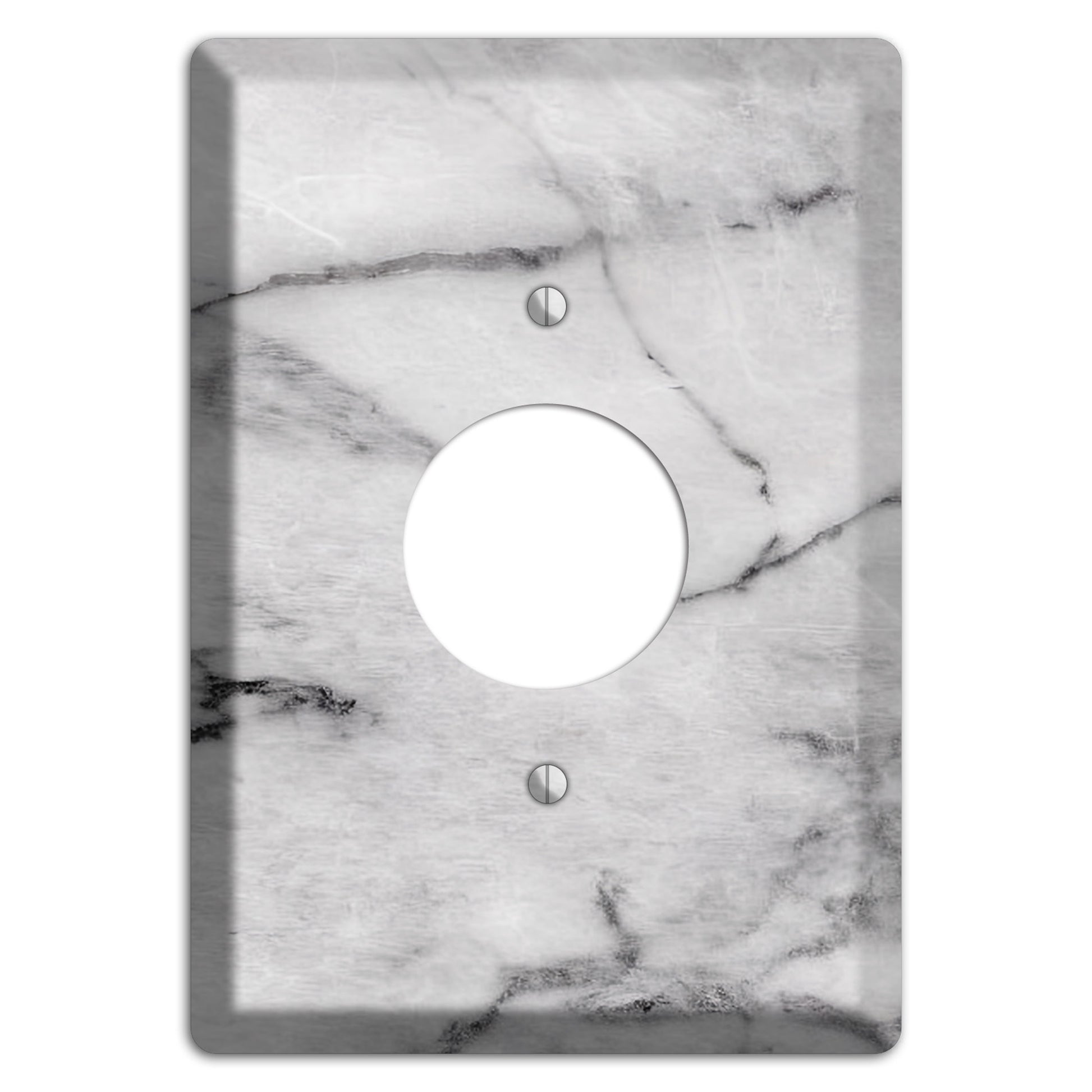 Gray and White Marble Single Receptacle Wallplate
